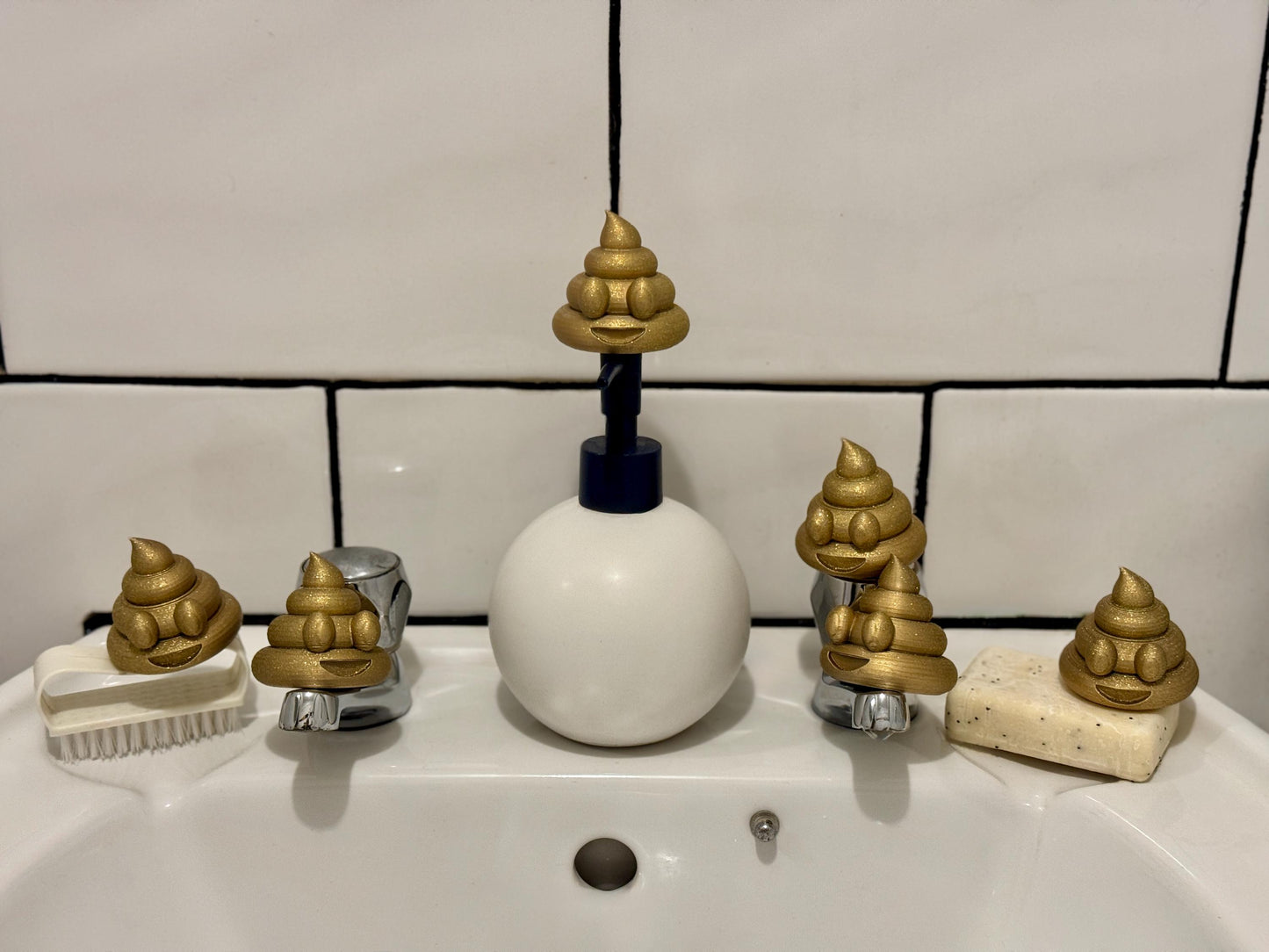 Gold Glitter Poop Emoji 3D Print | Eco-Friendly Desk or Toilet Decor | Upcycled Gift Reducing Plastic Waste