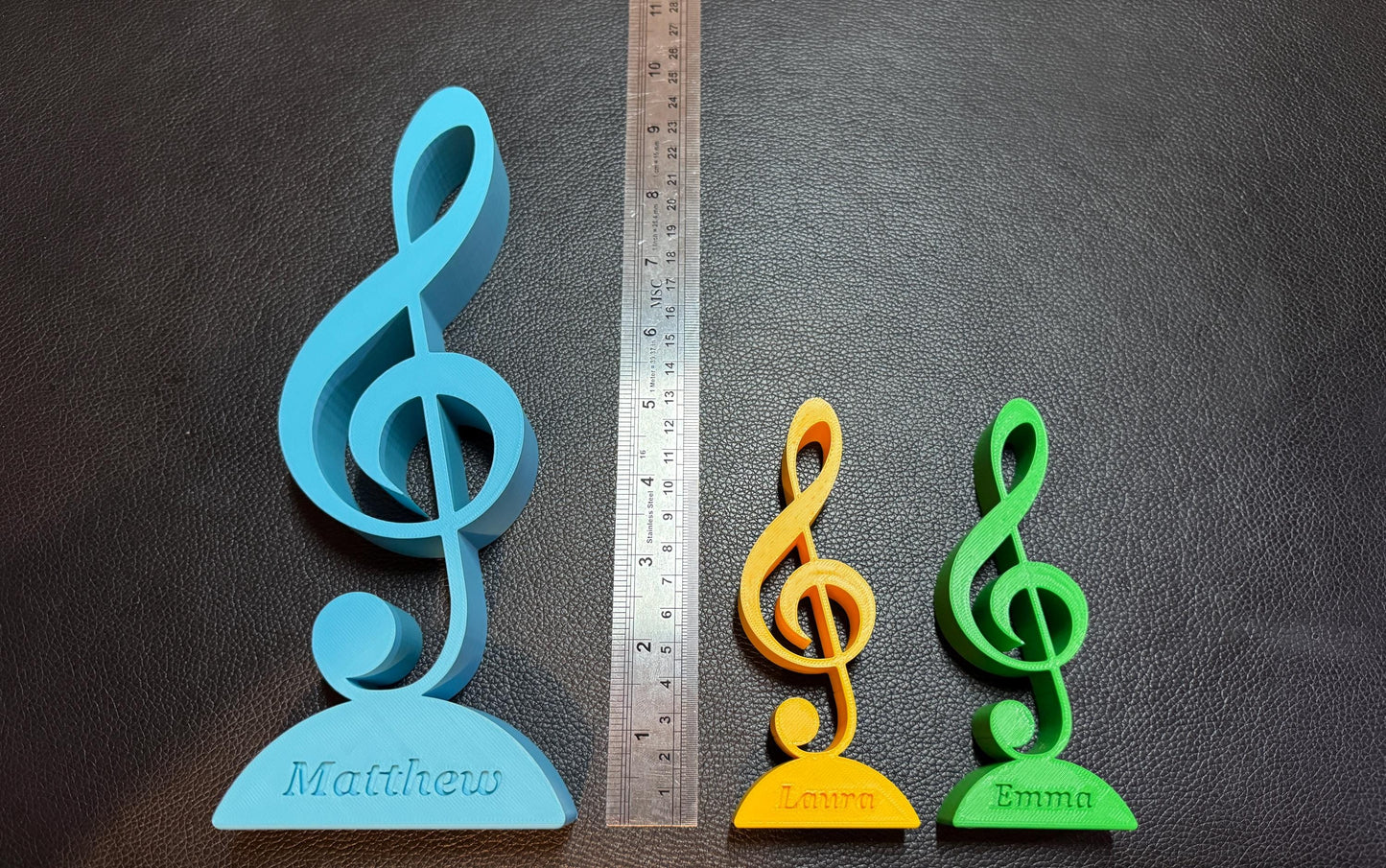 Treble Clef Trophy Award or Decoration | Custom Gift for Musicians or Music Lovers | 3D Printed Colourful Desk or Shelf Ornament
