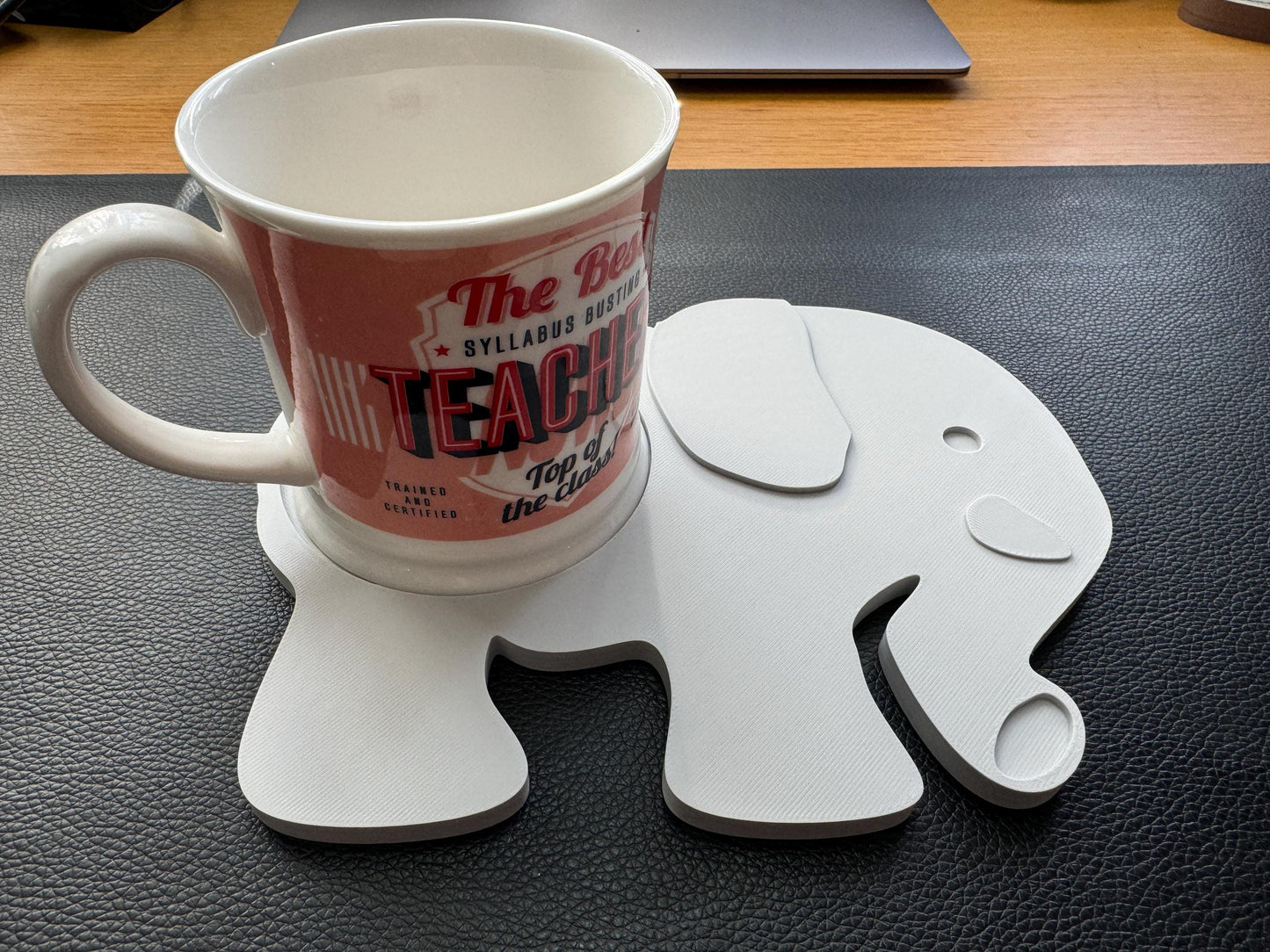 Elephant Shaped Animal Coaster SET OF 3 - 3D Printed - 90mm Diameter