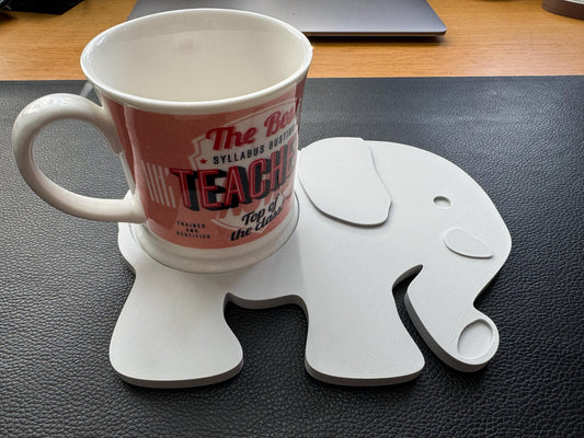 Elephant Shaped Animal Coaster SET OF 3 - 3D Printed - 90mm Diameter