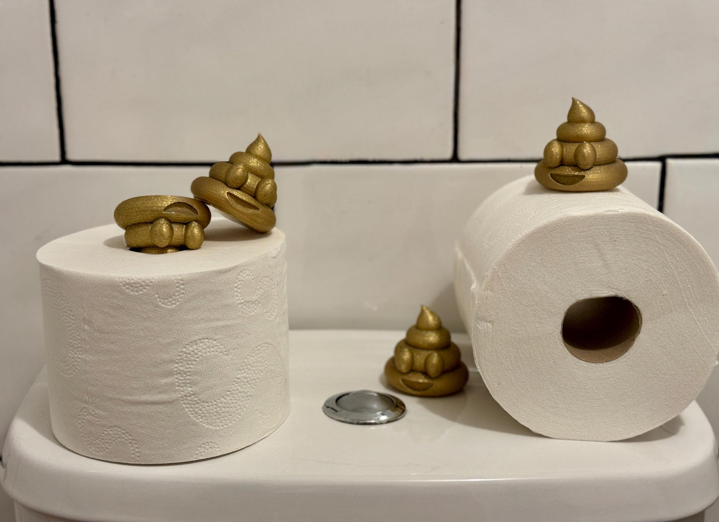Gold Glitter Poop Emoji 3D Print | Eco-Friendly Desk or Toilet Decor | Upcycled Gift Reducing Plastic Waste