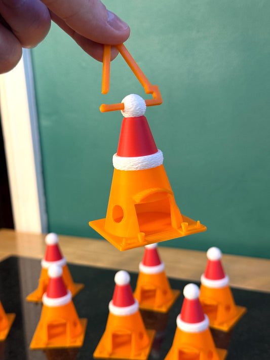 Cone Motel Christmas Tree Decorations 7cm Tall | Car Themed Hanging Decoration