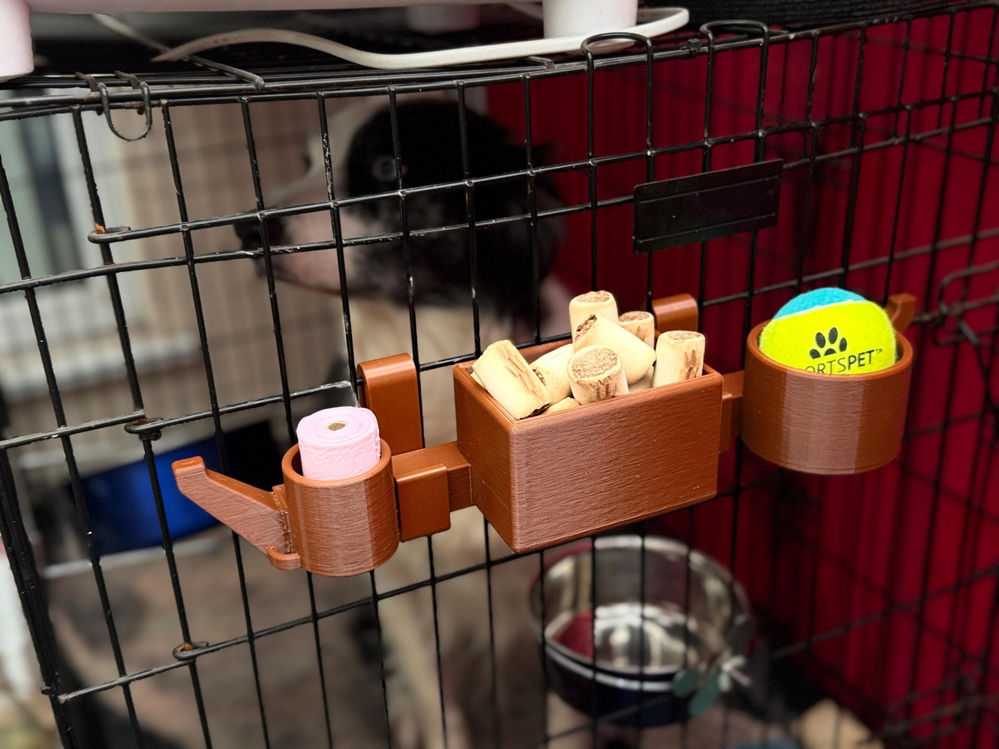 Dog Crate Organiser & Storage Hooks | Hanging Pet Cage Caddy | Treats Poo Bags Ball Lead Holder | For Dog Walkers and Owners | Customisable