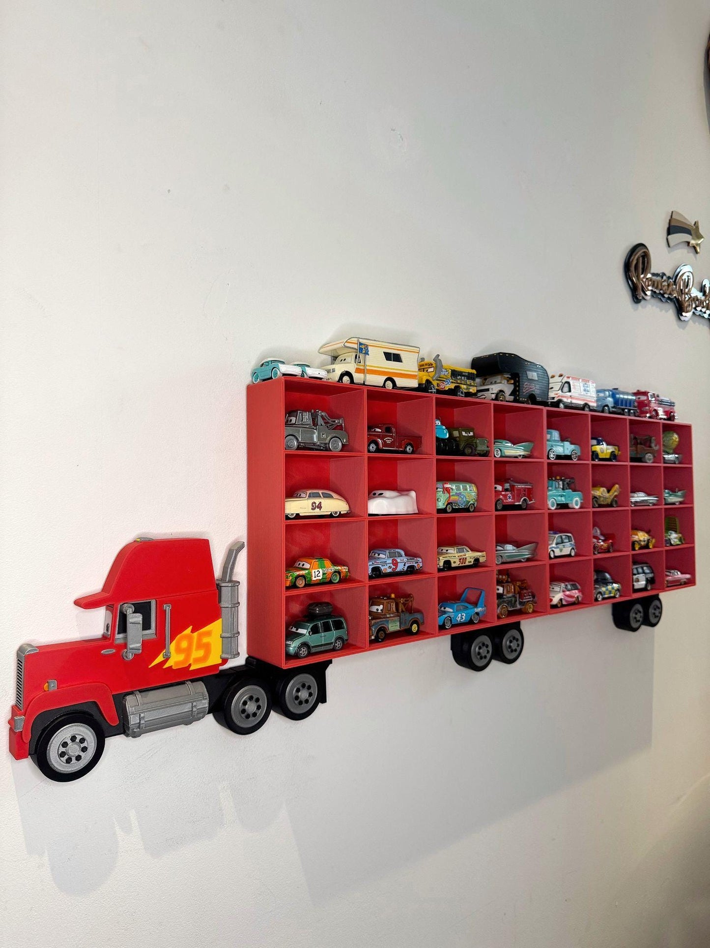 Toy Car Storage Shelf For Larger Cars/Trucks - Realistic Truck Design | Wall Mounted Toy Car Display