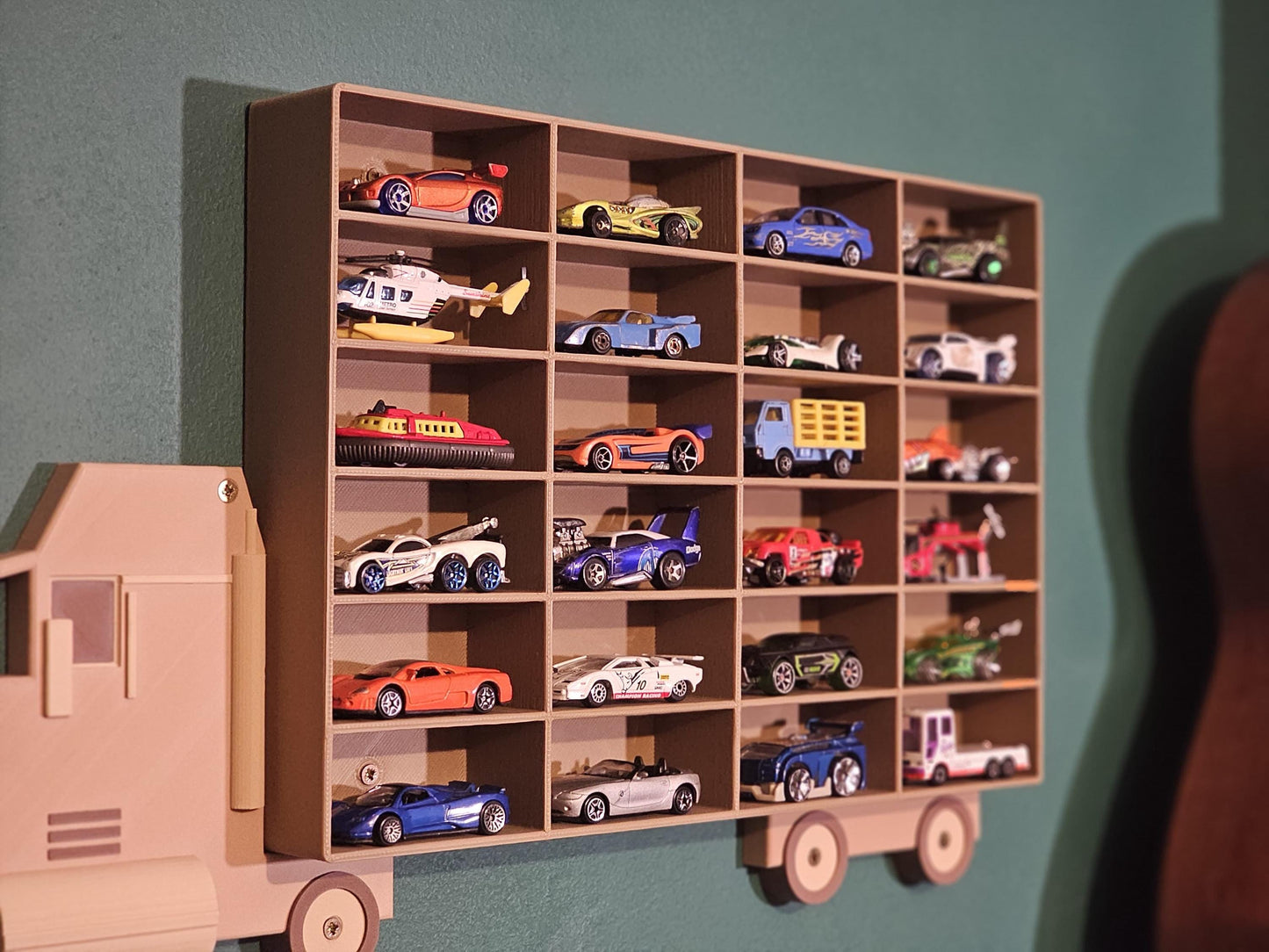 Wood Style Car Collection Display Shelf - Truck Shaped - Wall Mounted Matchbox Storage/Holder