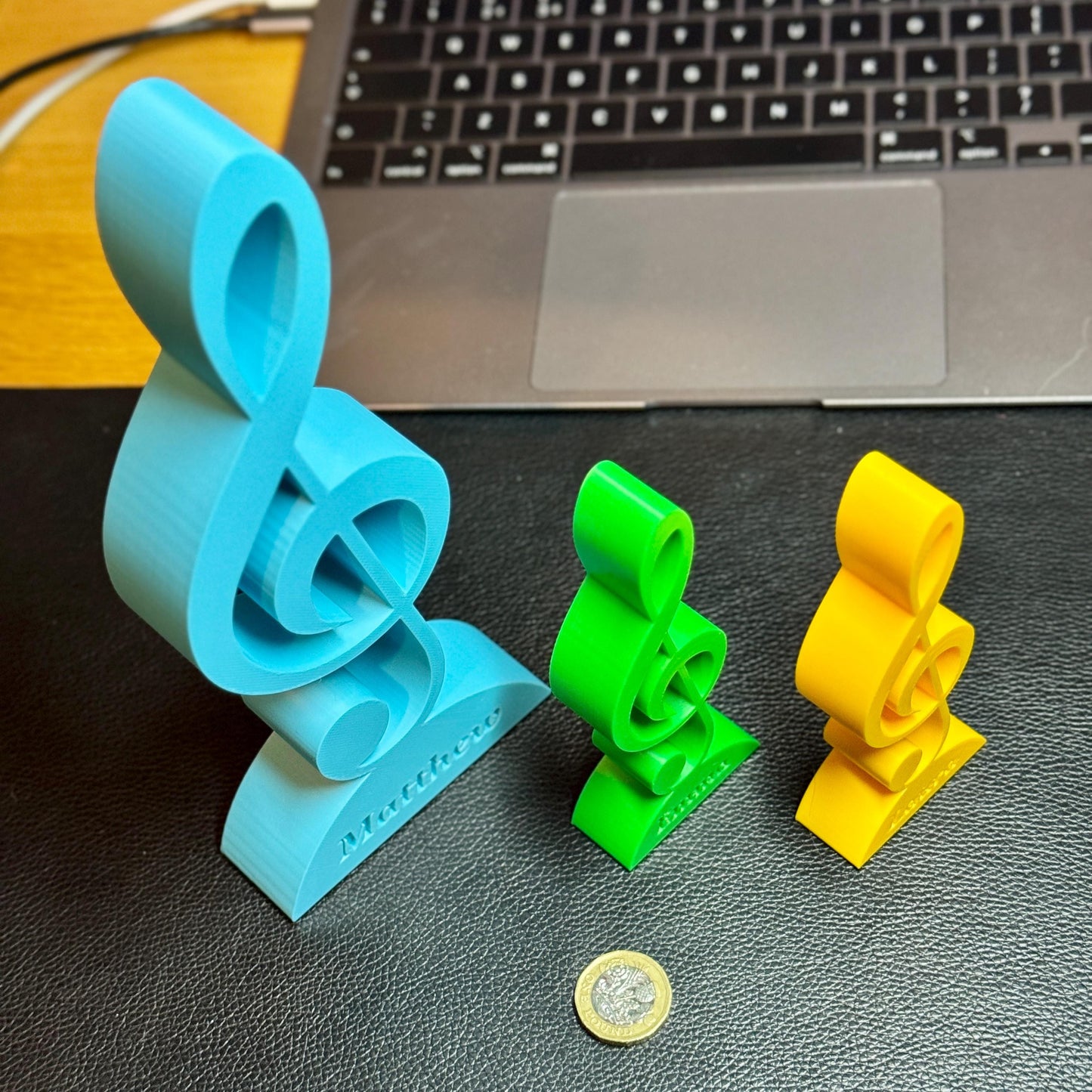 Treble Clef Trophy Award or Decoration | Custom Gift for Musicians or Music Lovers | 3D Printed Colourful Desk or Shelf Ornament