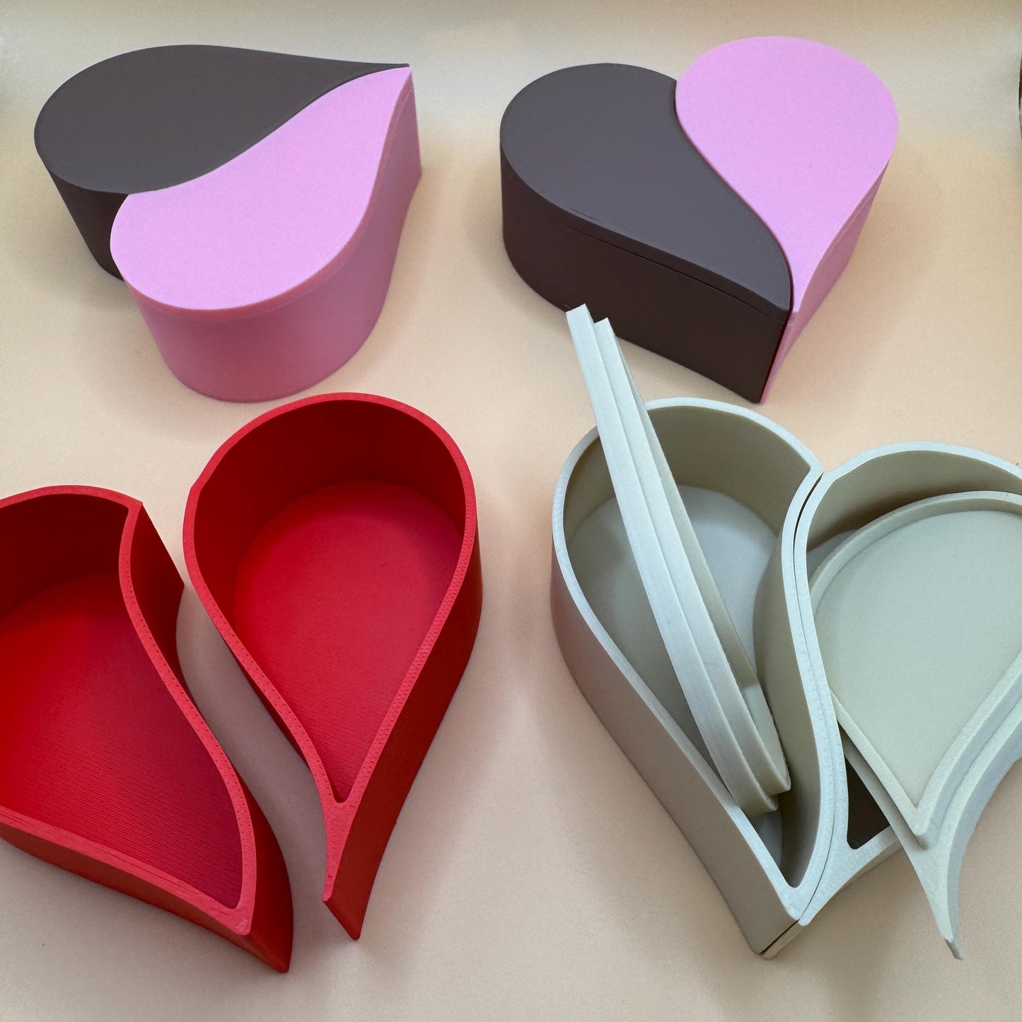 Two Halves Love Heart Box | Perfect for Jewellery, Trinkets Etc | Small or Large, Choice of Colours | Anniversary & Valentine's Day Gift