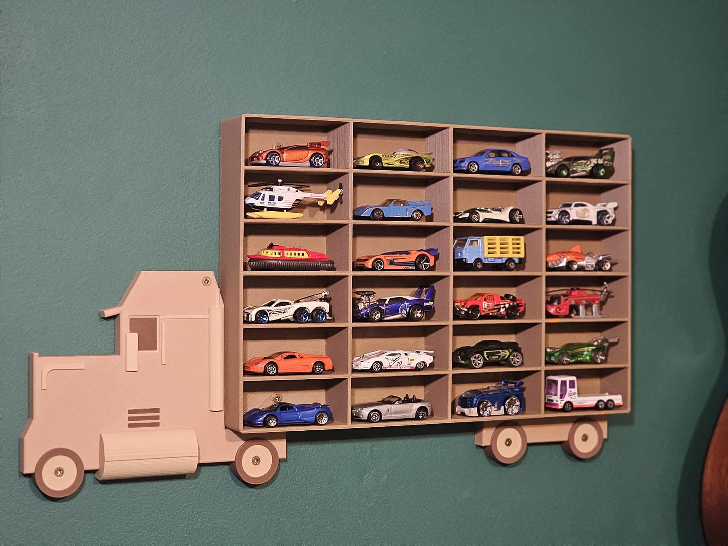Wood Style Car Collection Display Shelf - Truck Shaped - Wall Mounted Matchbox Storage/Holder