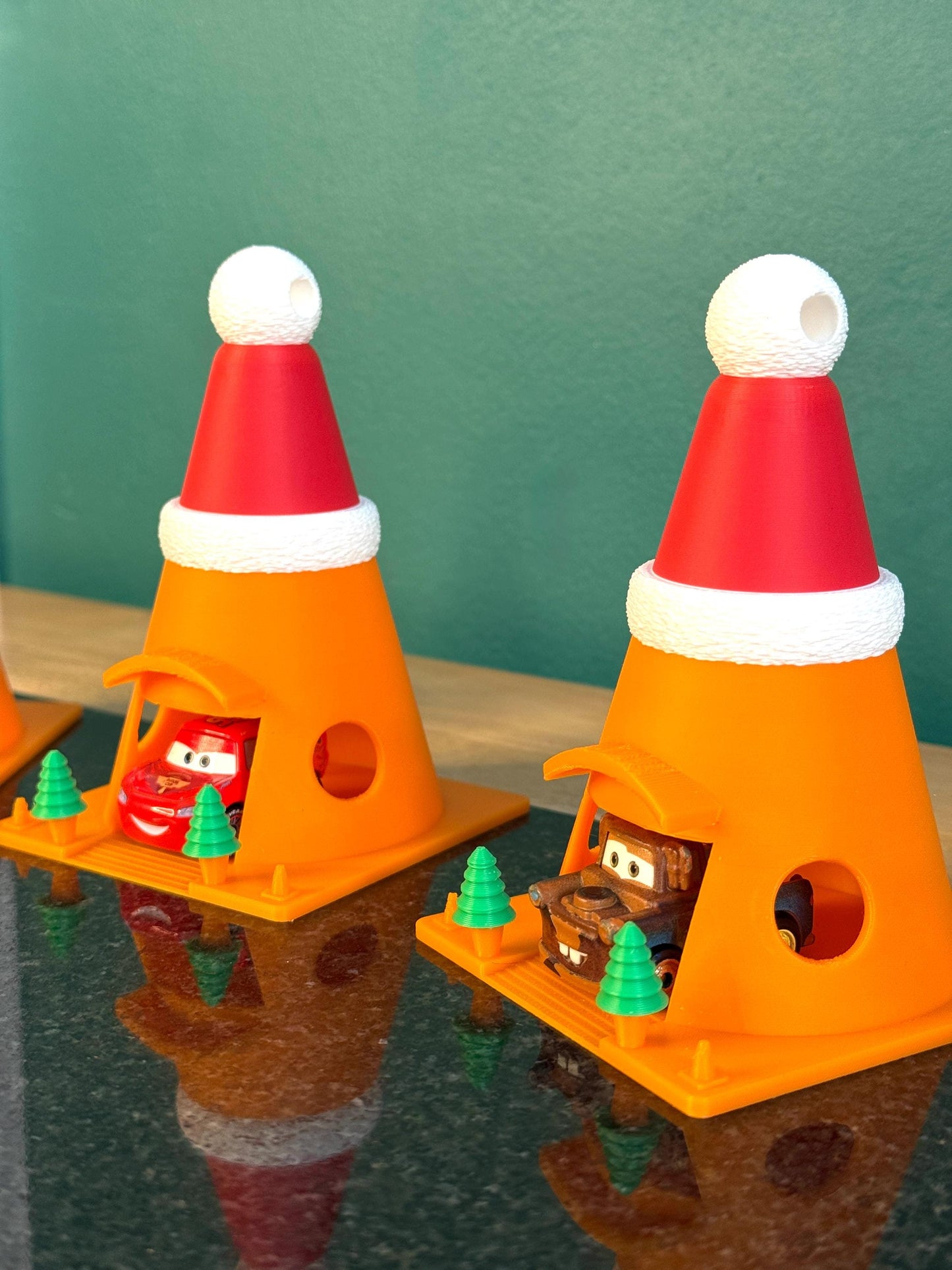 Cone Motel Christmas Tree Decorations 11cm Tall | Car Themed Hanging Decoration | Fits Most Mini Racers