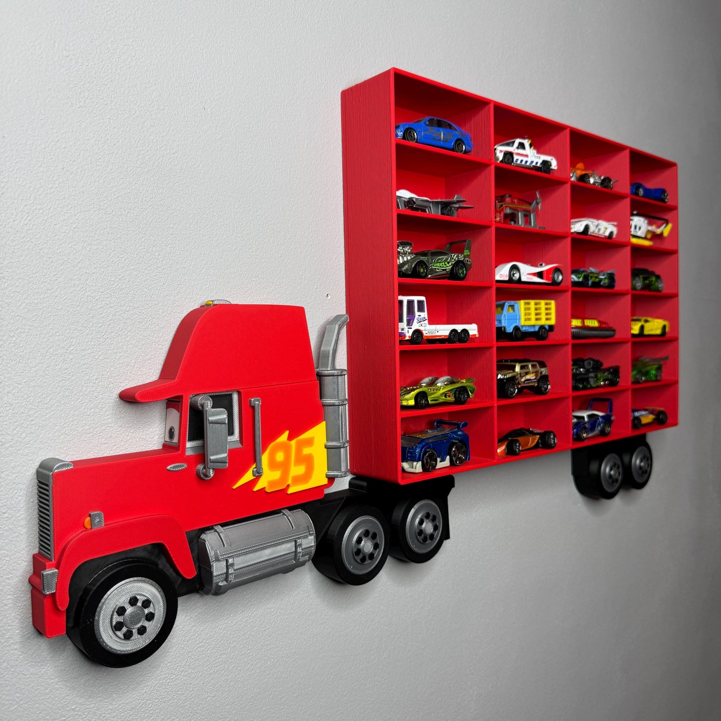 24 Compartments SHELF ONLY ADDON | 24-96 Cars | Wall Mounted Diecast Toy Car Storage/Holder Shelf | Choice of Colours
