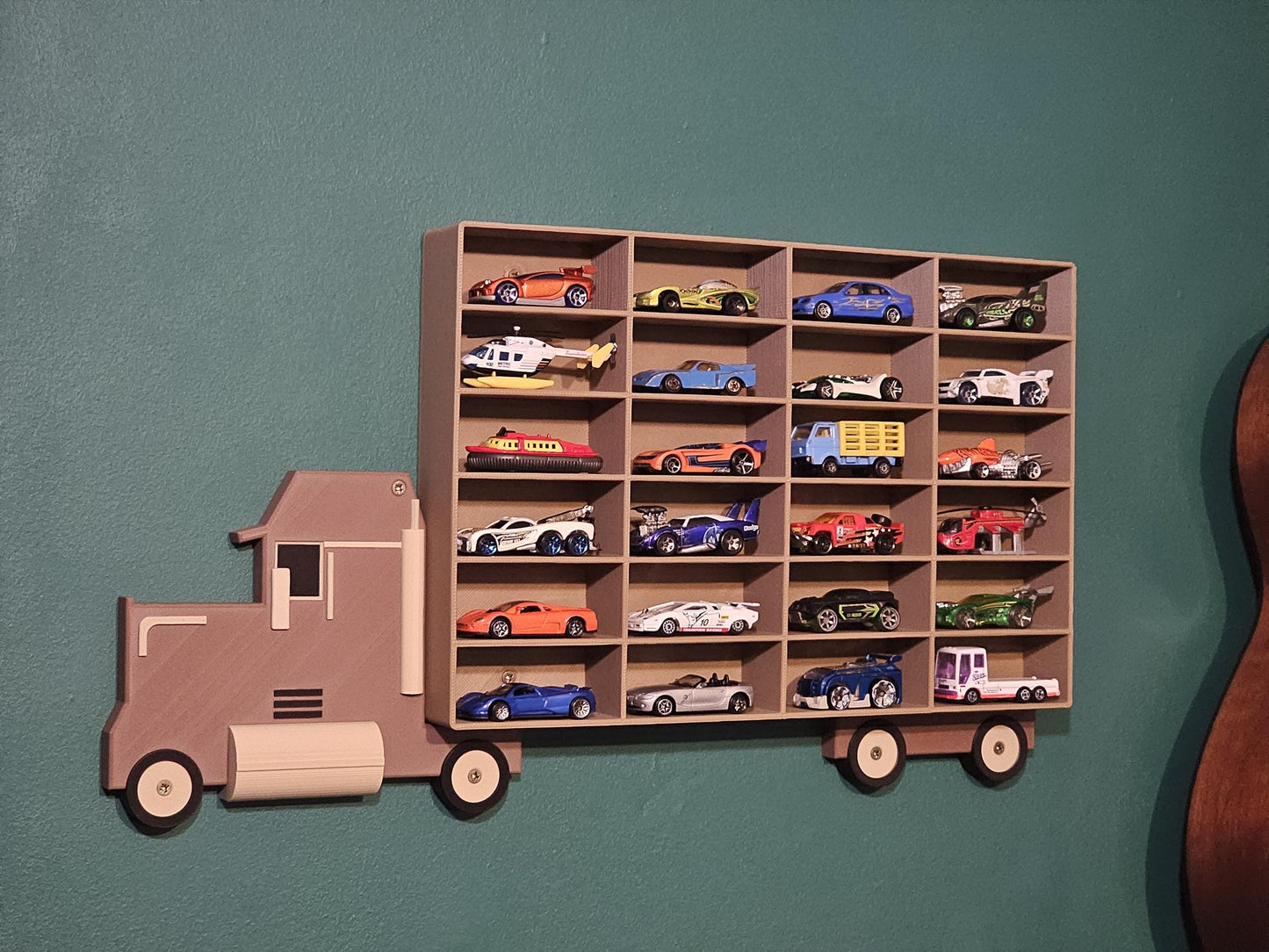 Wood Style Car Collection Display Shelf - Truck Shaped - Wall Mounted Matchbox Storage/Holder