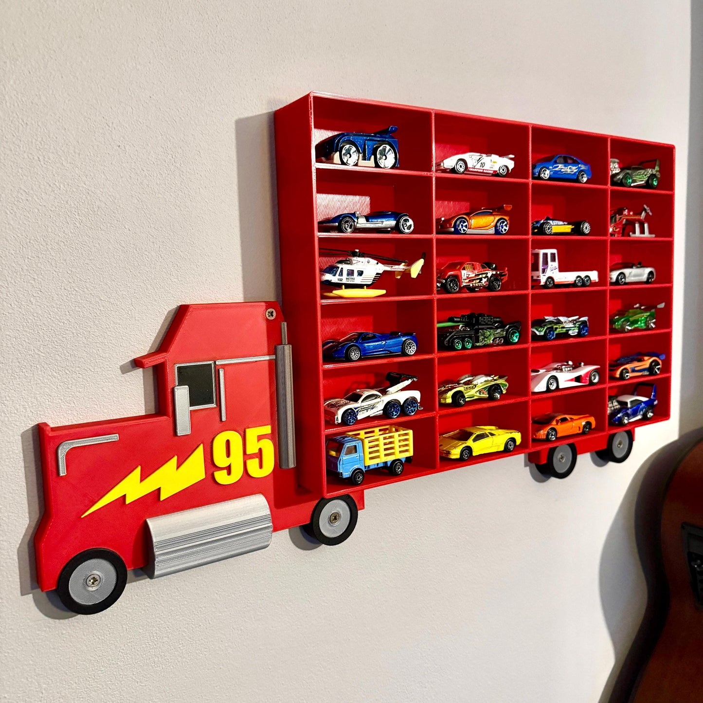 24 Compartments SHELF ONLY ADDON | 24-96 Cars | Wall Mounted Diecast Toy Car Storage/Holder Shelf | Choice of Colours