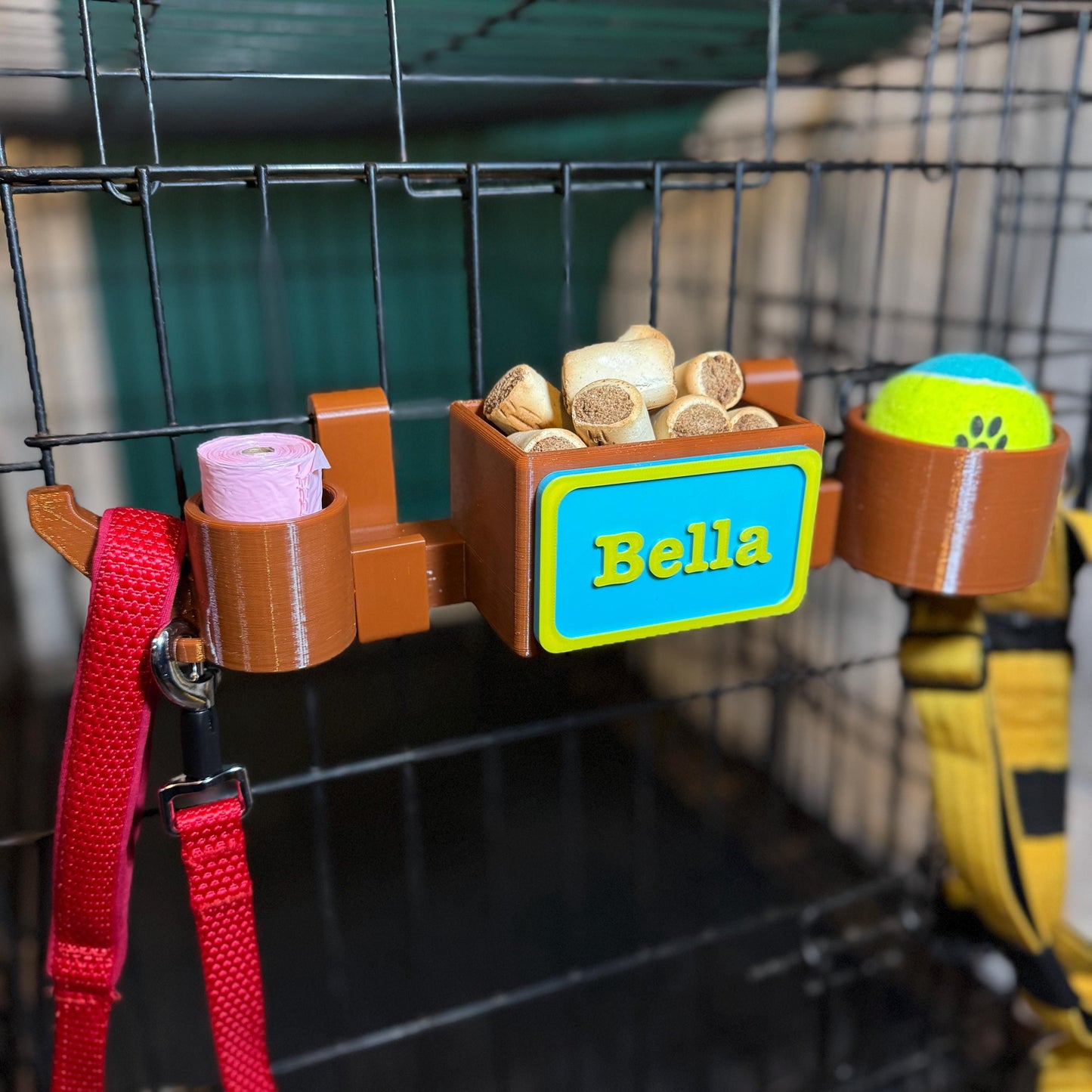 Dog Crate Organiser & Storage Hooks | Hanging Pet Cage Caddy | Treats Poo Bags Ball Lead Holder | For Dog Walkers and Owners | Customisable