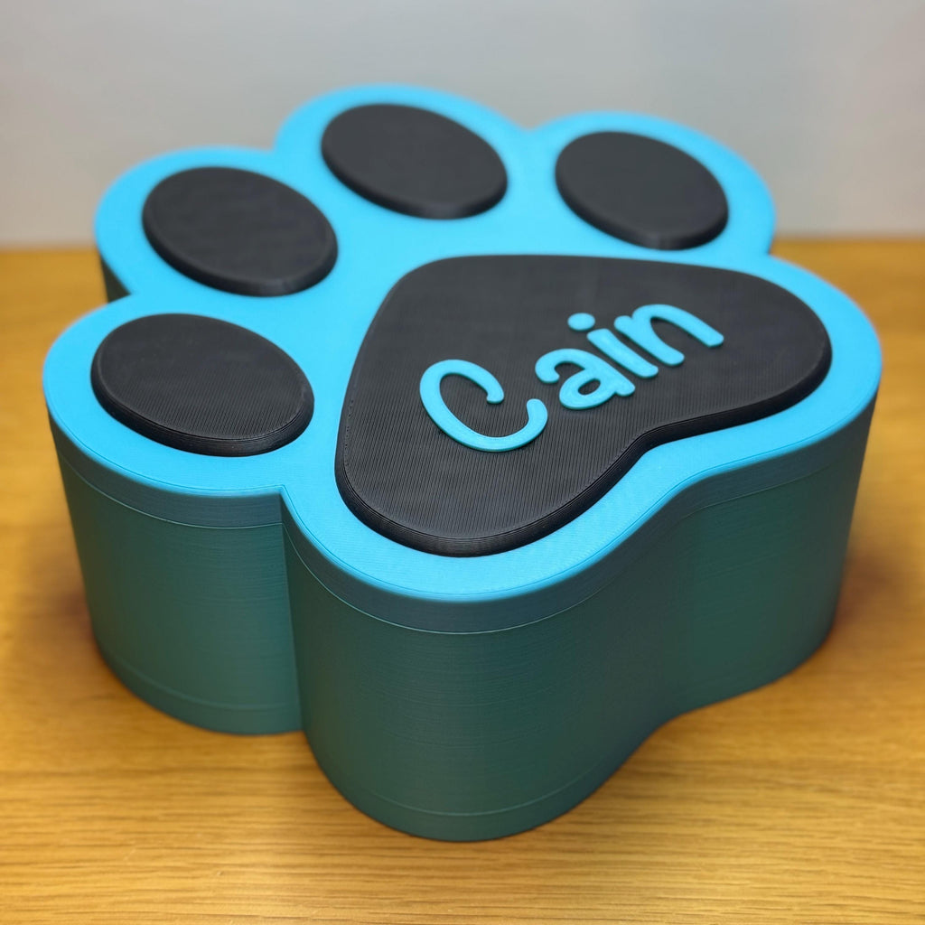 Large 1300ml Paw Print Memorial Box for Pets up to 30kg | Colourful Urn For Displaying Pet Ashes/Mementos | Suitable for Dogs & Cats