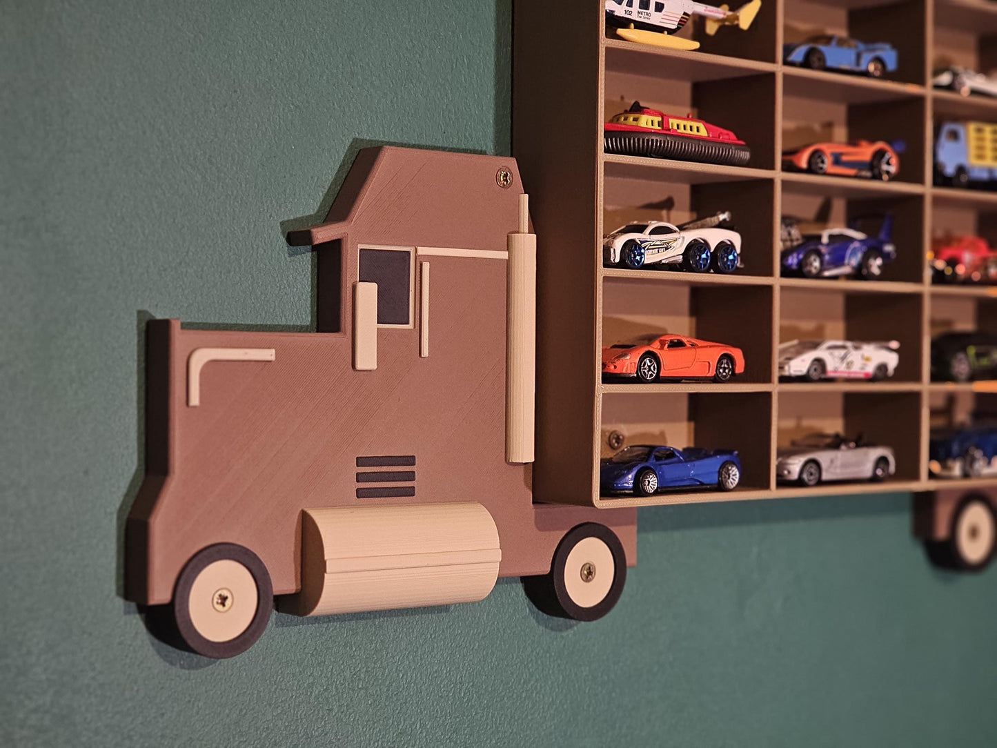 Wood Style Car Collection Display Shelf - Truck Shaped - Wall Mounted Matchbox Storage/Holder