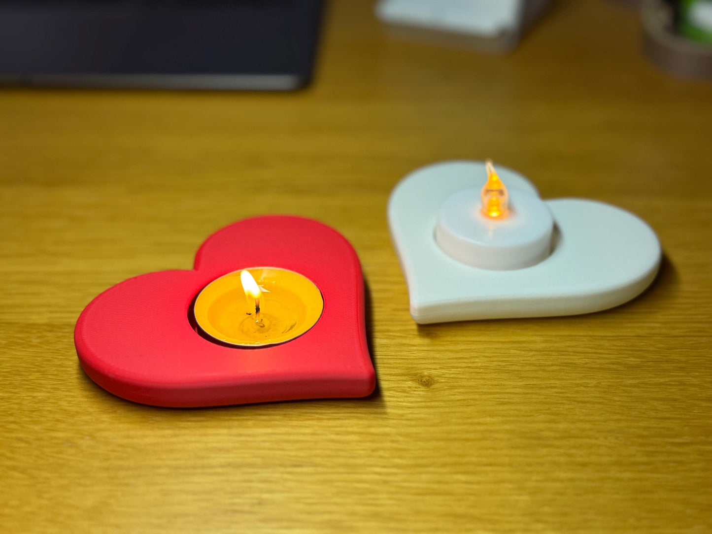 Heart Shaped Tealight Candle Holder | Smooth Realistic Rounded Edges | Romantic Gift, LED or Real Flame Holder | Valentine’s Day Home Decor