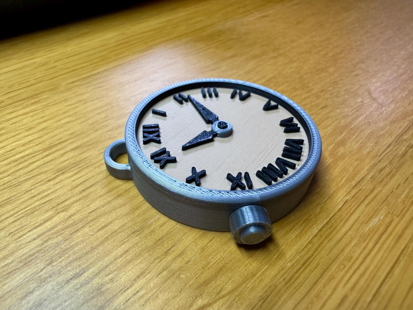 Vintage Pocket Watch Keyring Keychain 3D Print | Roman Numerals Clock