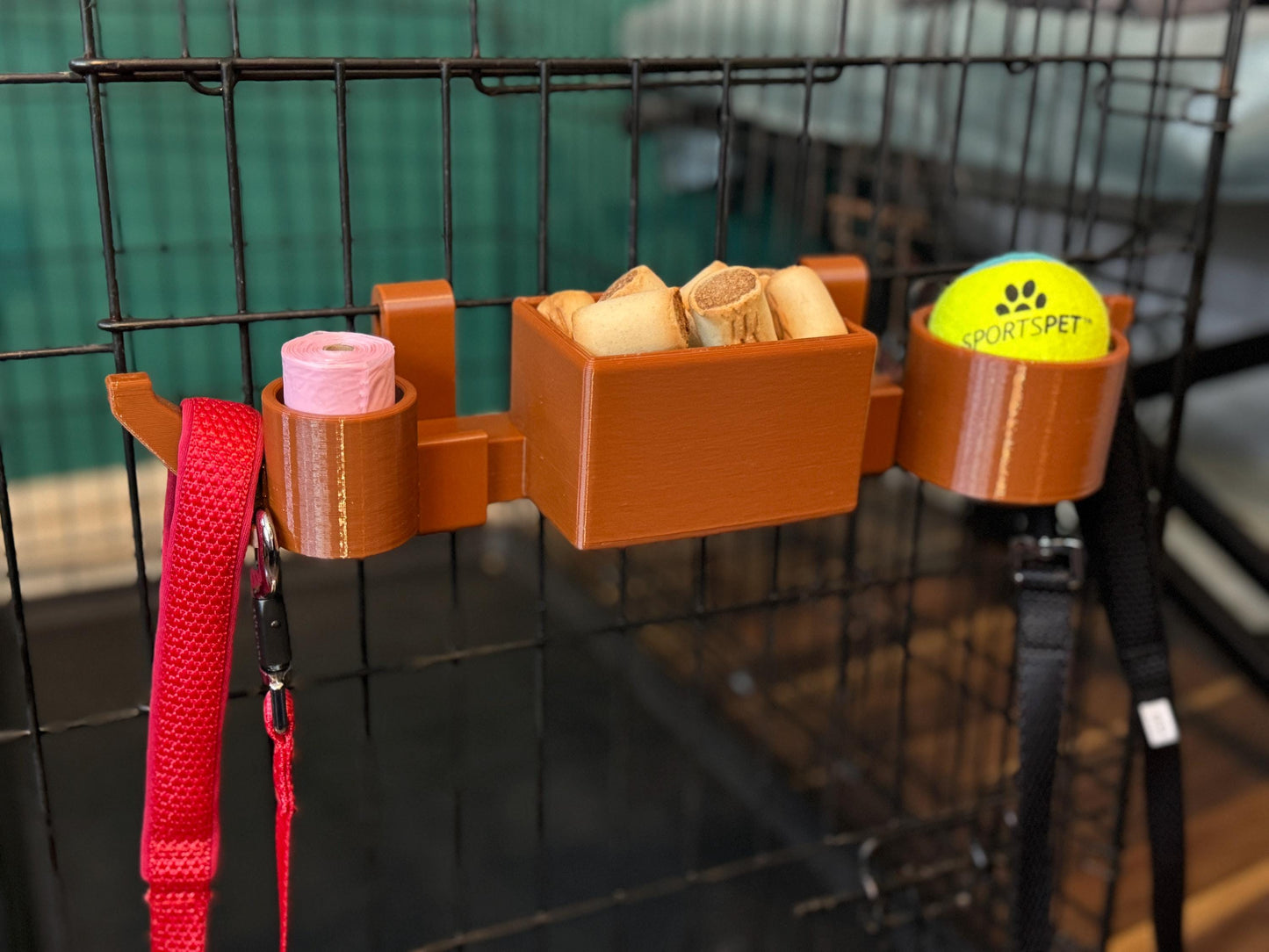 Dog Crate Organiser & Storage Hooks | Hanging Pet Cage Caddy | Treats Poo Bags Ball Lead Holder | For Dog Walkers and Owners | Customisable