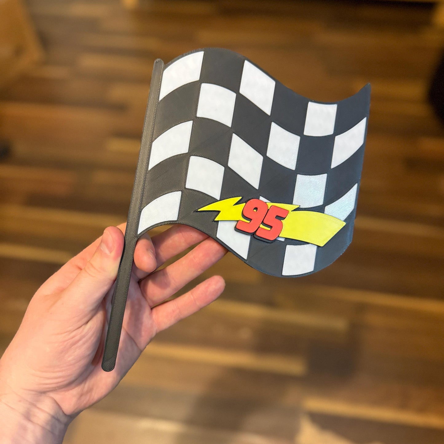 3D Race Stripes Flag - Lightning Bolt 3D Wall Sign | Kids Bedroom Decor