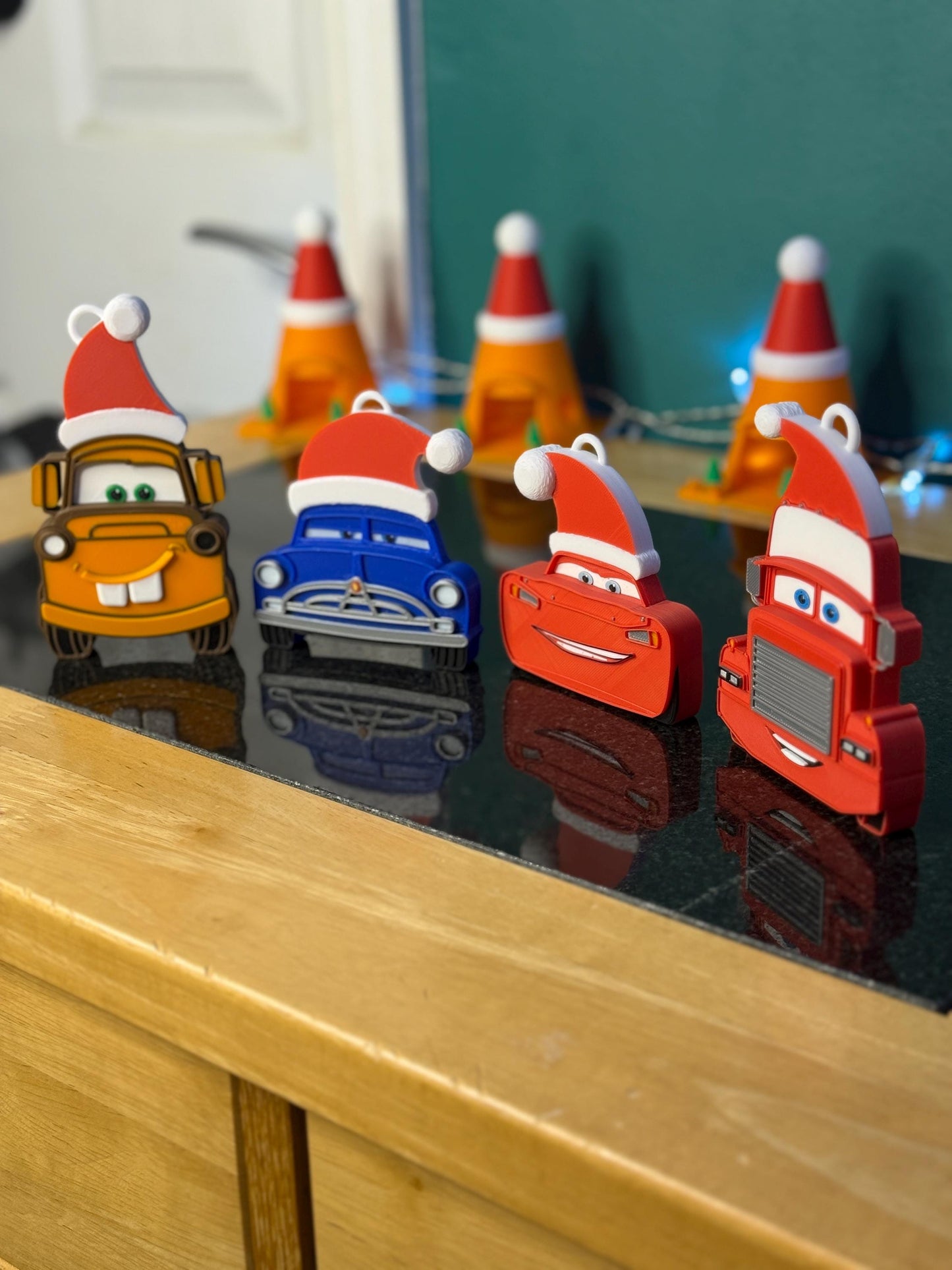 Car Characters Christmas Tree Decorations 4 PACK