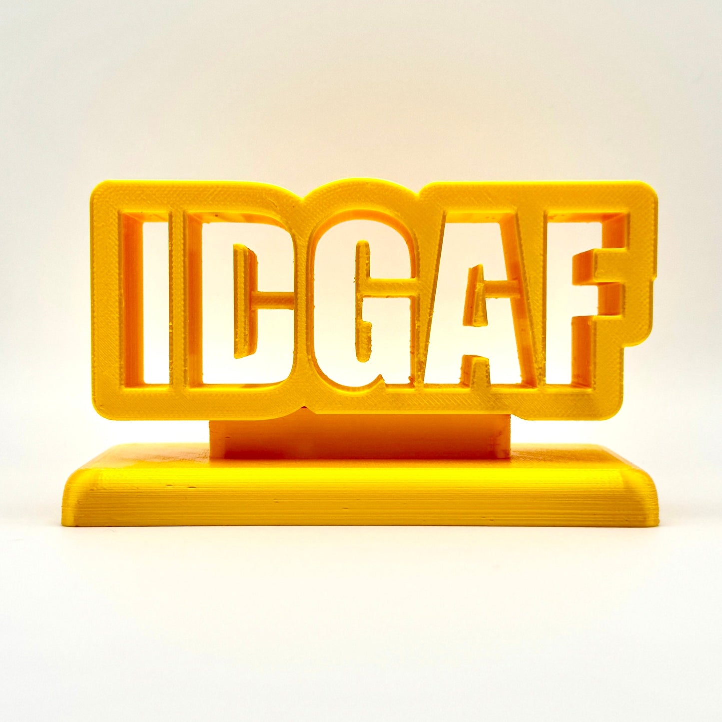 Bold 3D Printed 'IDGAF' Signs - Perfect for Desk, Shelf, or Trophy Display!