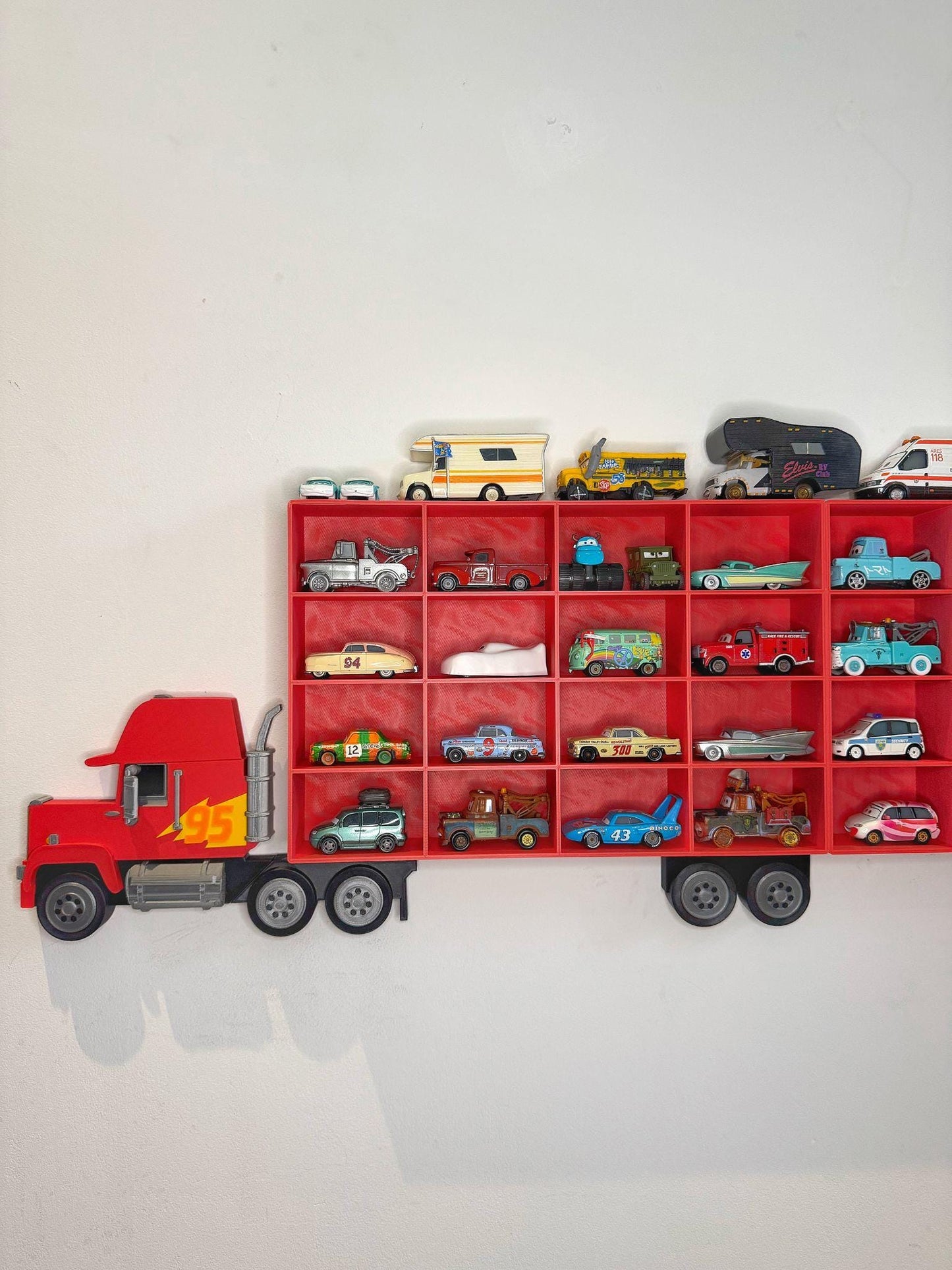 Toy Car Storage Shelf For Larger Cars/Trucks - Realistic Truck Design | Wall Mounted Toy Car Display