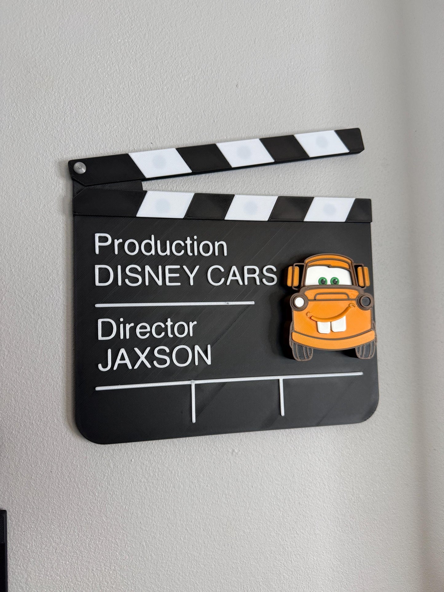 Car Clapper Board Movie Decoration with Choice of Character | Wall Sign or Decoration | Kids Bedroom Decor