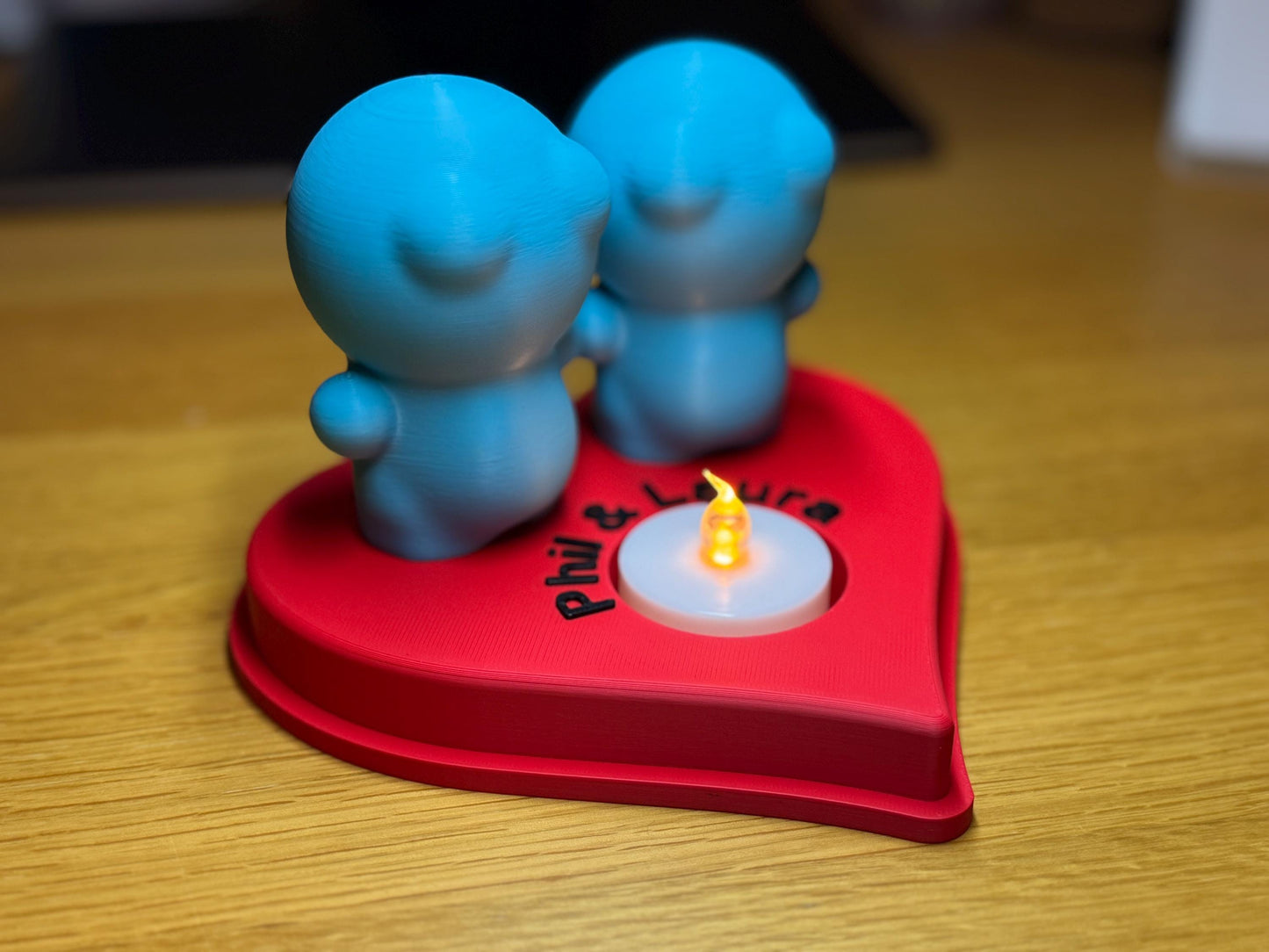 Personalised 3D Printed Bubble Couple LED Tealight Holder | Custom Names or Message | Romantic Gift | Valentine’s Day