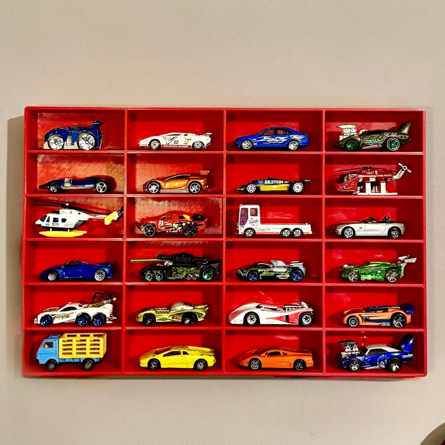 Truck Shaped Storage Shelf for Toy Cars, Holds 24-96 Cars, With Right Facing Realistic Truck Design, Wall Mounted Toy Cars Display