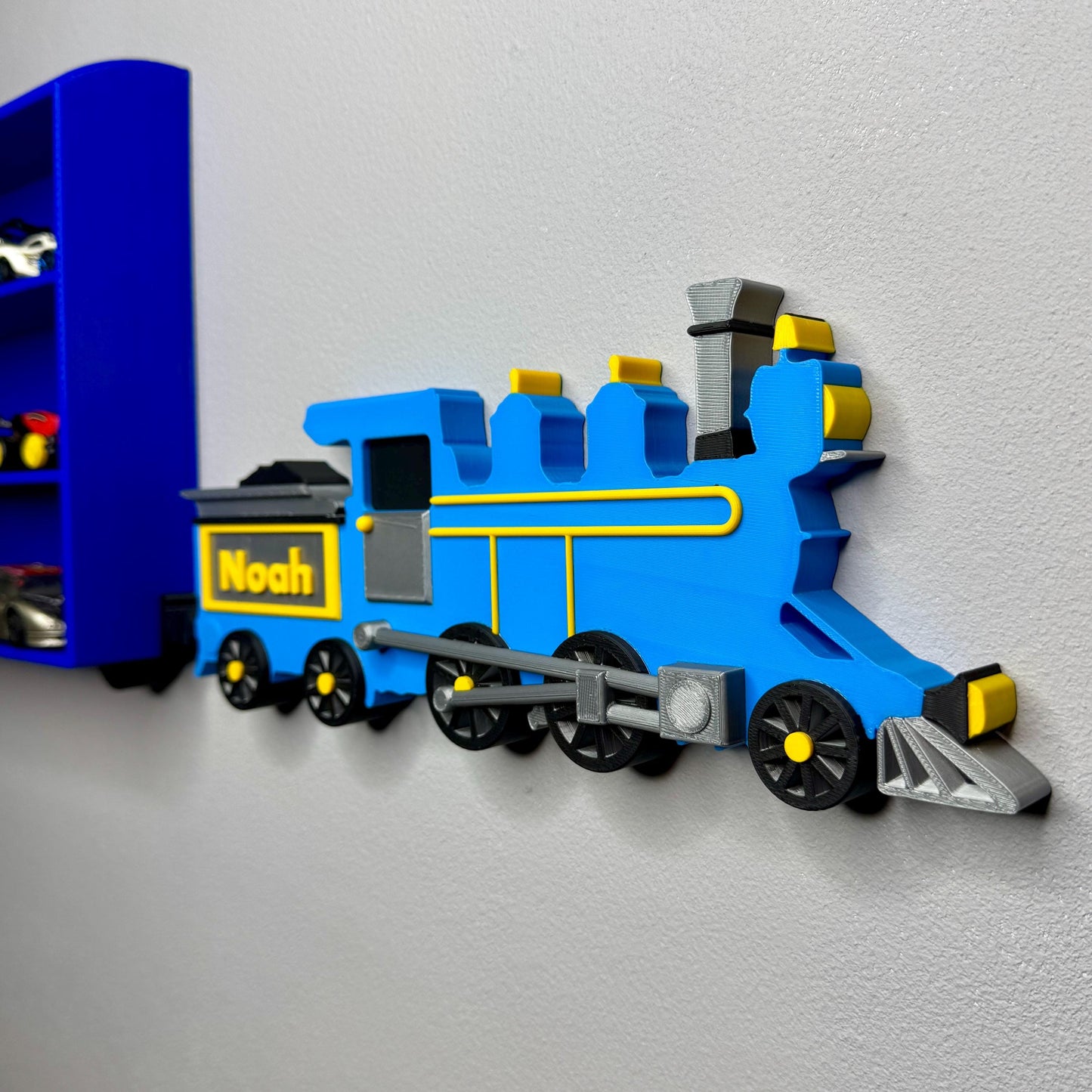 Train Shelf Display Personalised, for Thomas & Friends, Brio, Collectors, or Toy Car Storage | Steam Train Wall Mounted | Choice of Colours
