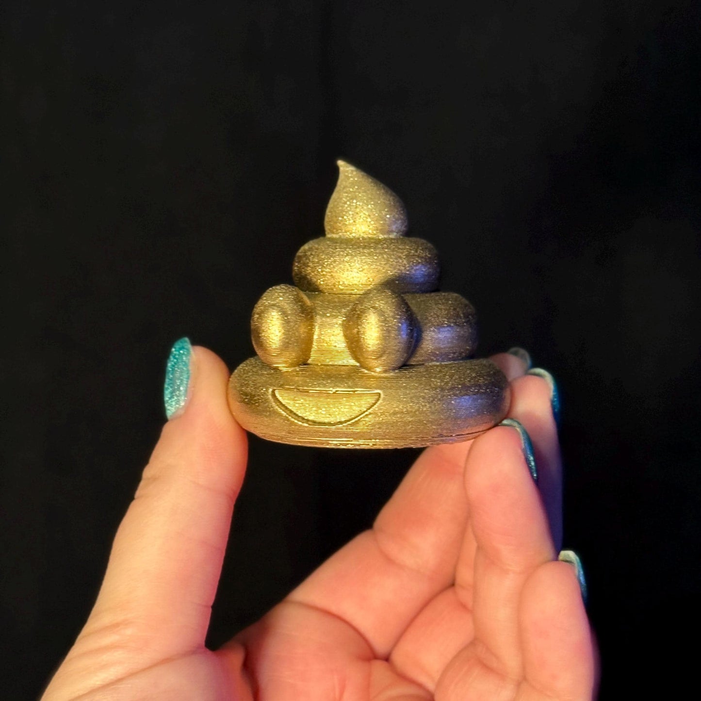 Gold Glitter Poop Emoji 3D Print | Eco-Friendly Desk or Toilet Decor | Upcycled Gift Reducing Plastic Waste
