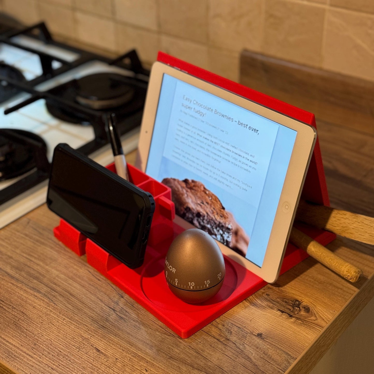 Multi-function Book Rest for Bedside | Tablet & Phone Holder | Nightstand Organiser with Pen and Glasses Storage | Doubles as Nightlight