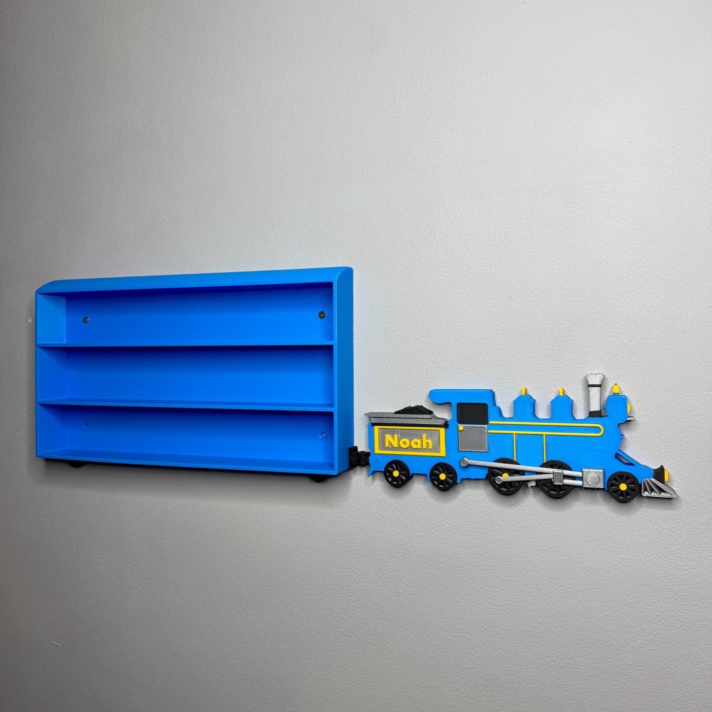 Train Shelf Display Personalised, for Thomas & Friends, Brio, Collectors, or Toy Car Storage | Steam Train Wall Mounted | Choice of Colours