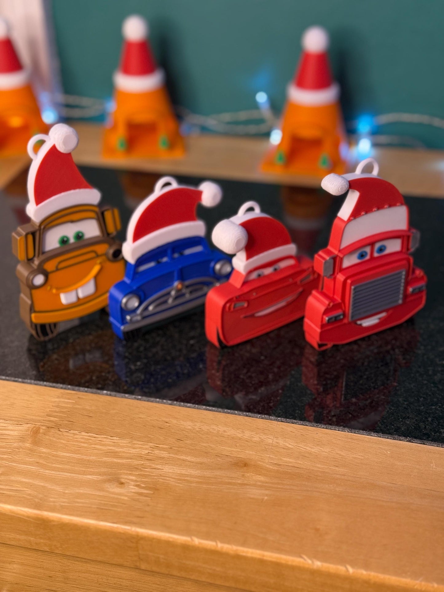 Car Characters Christmas Tree Decorations 4 PACK