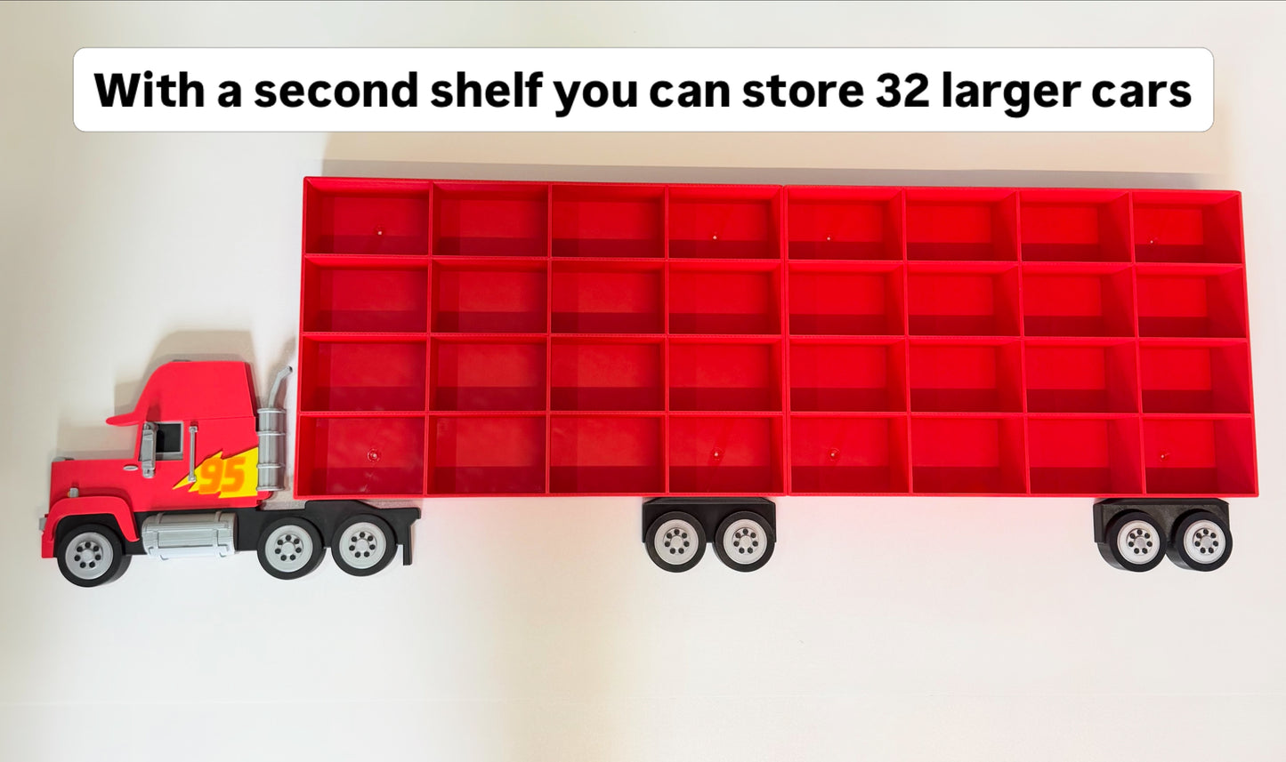 Toy Car Storage Shelf For Larger Cars/Trucks - Realistic Truck Design | Wall Mounted Toy Car Display