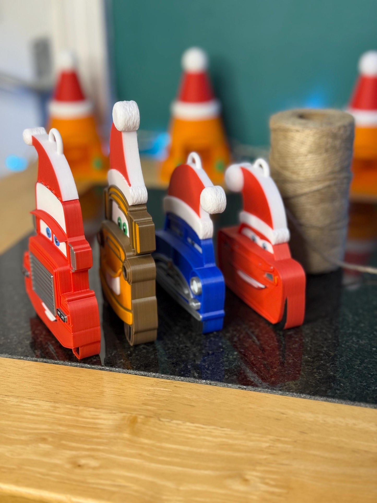 Car Characters Christmas Tree Decorations 4 PACK