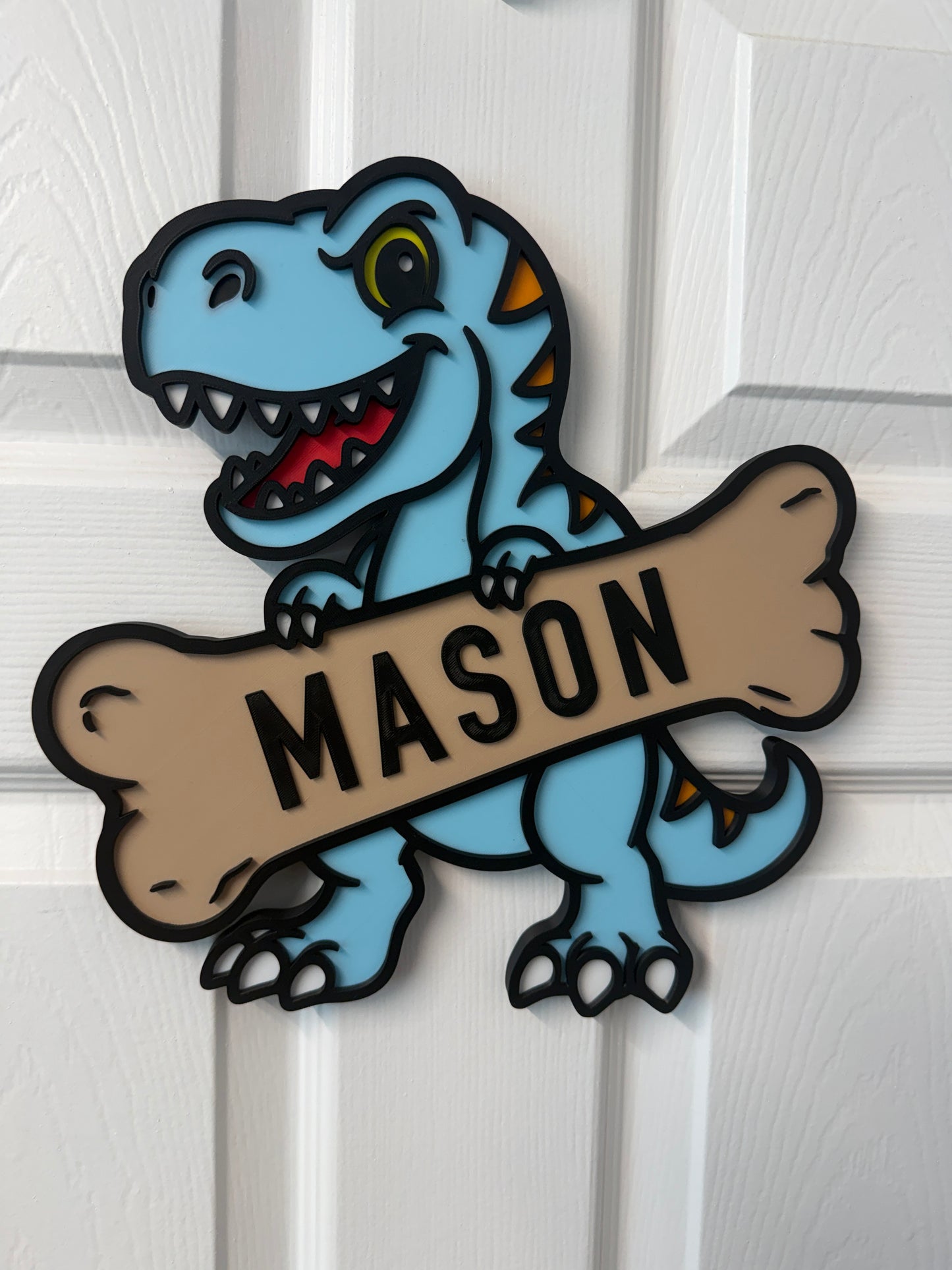 Personalised Dinosaur T Rex Sign | Kids Bedroom Decor