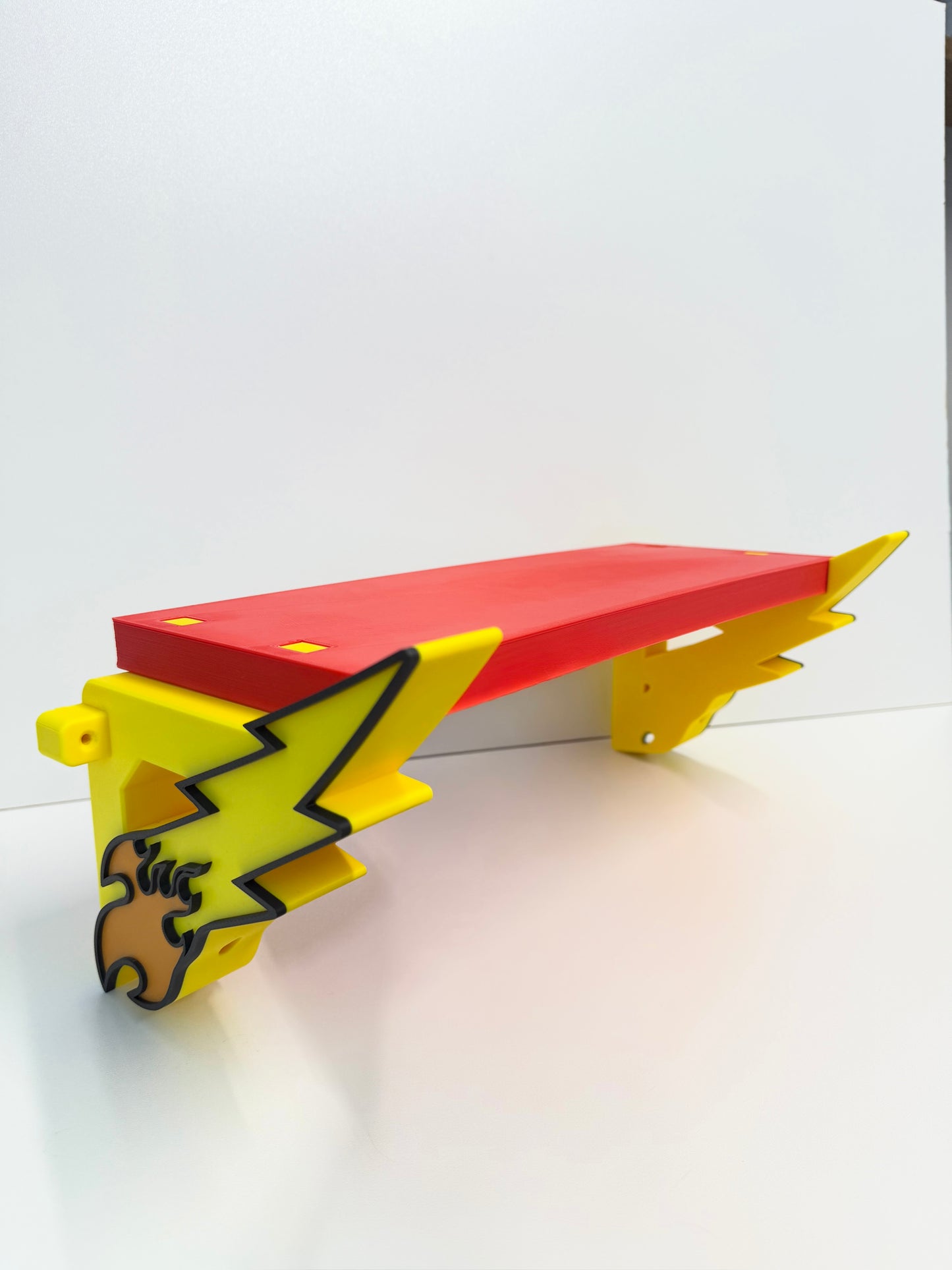 Flame / Lightning Bolt Red and Yellow Shelf - Wall Mounted - 43cm/17 inch Long