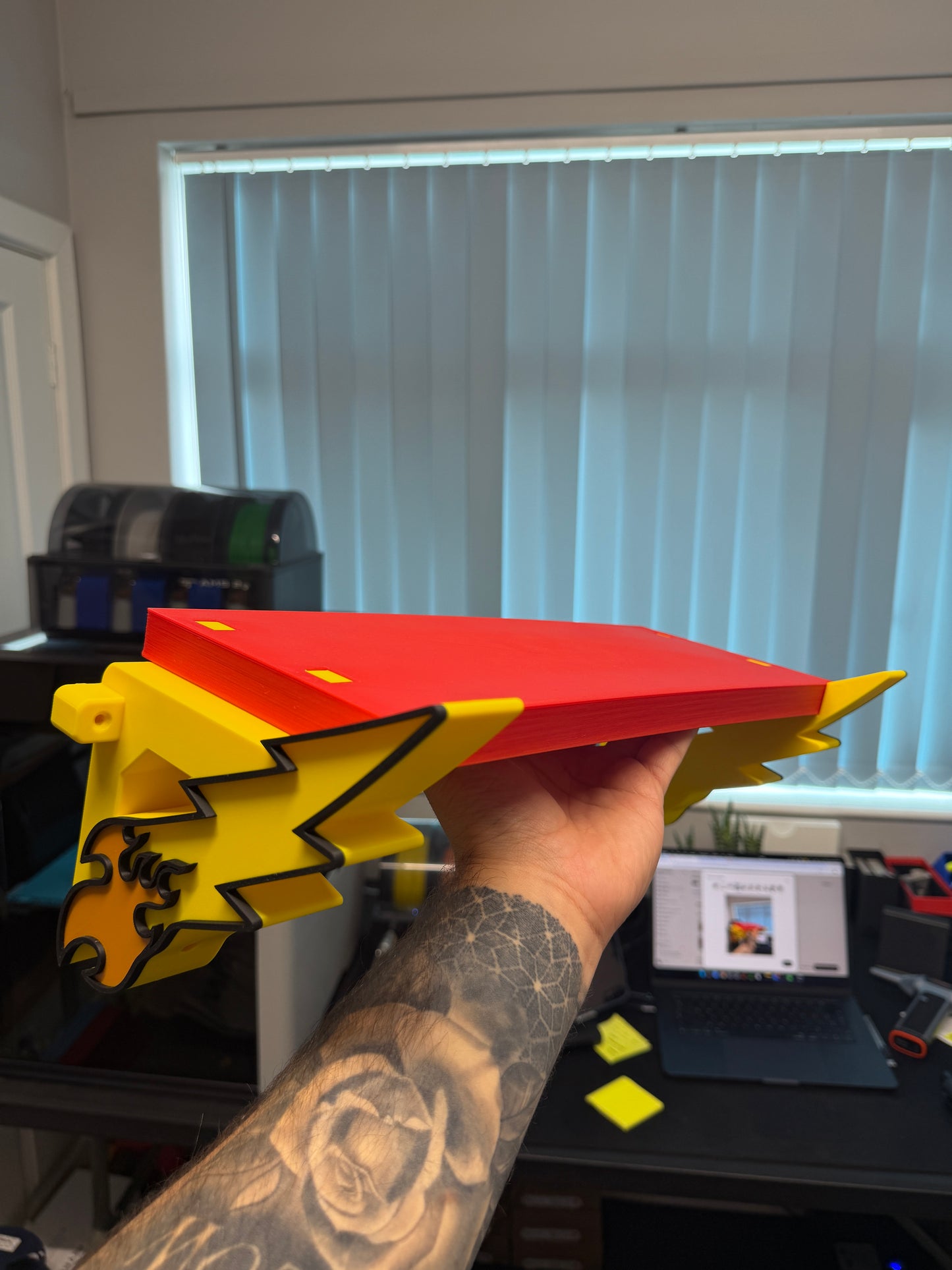 Flame / Lightning Bolt Red and Yellow Shelf - Wall Mounted - 43cm/17 inch Long