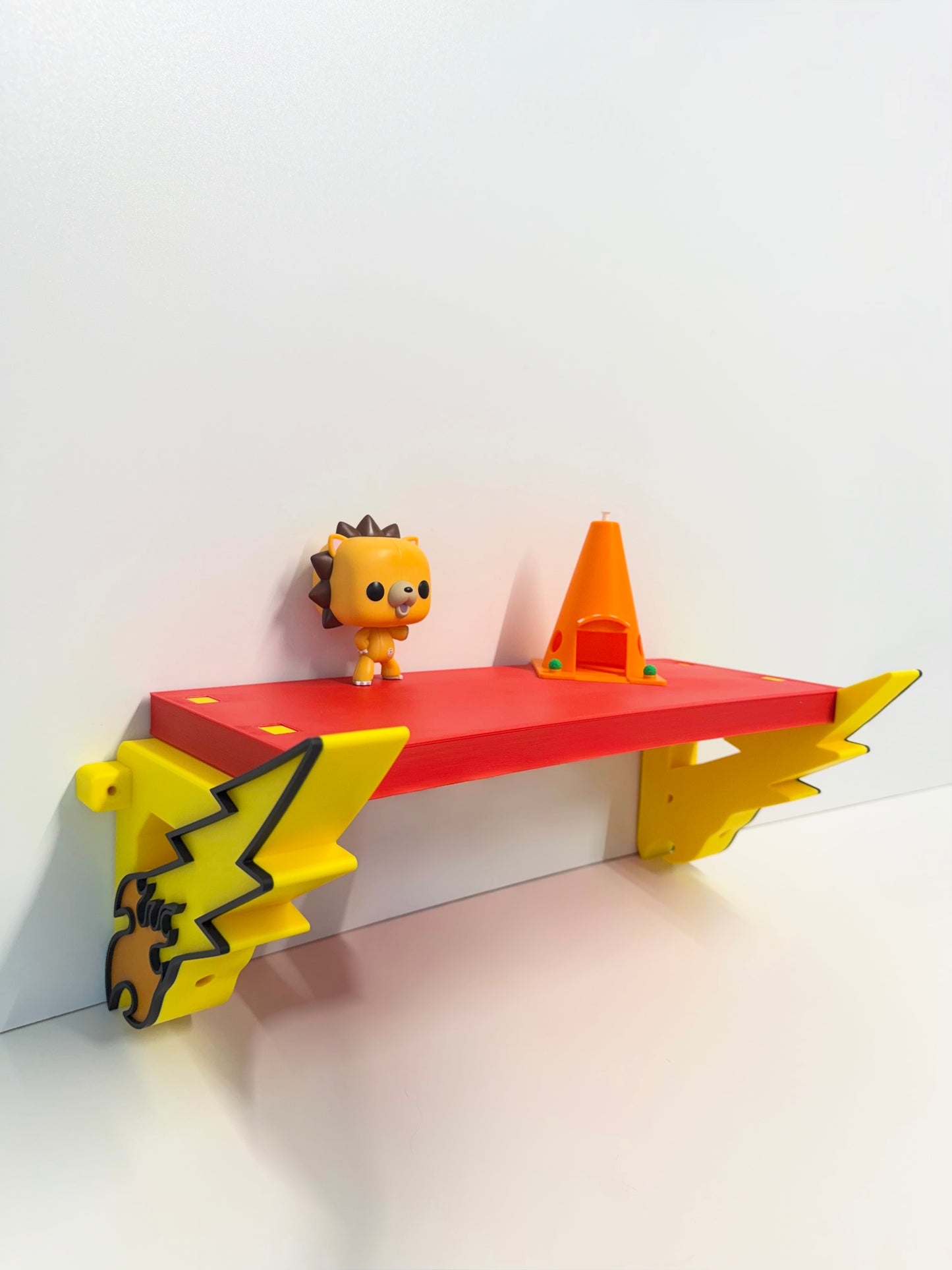 Flame / Lightning Bolt Red and Yellow Shelf - Wall Mounted - 43cm/17 inch Long