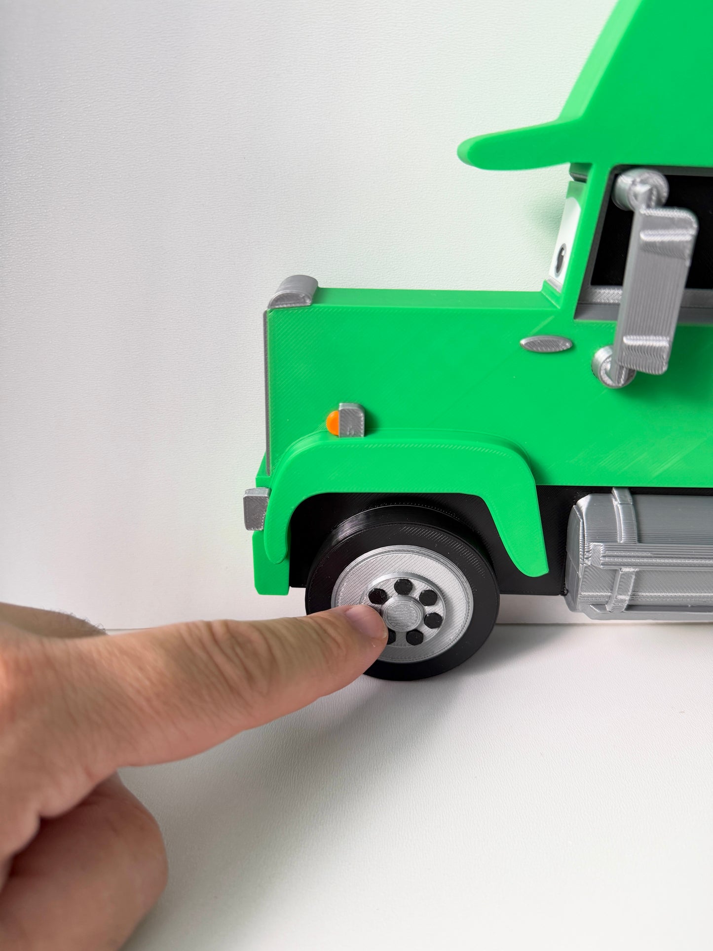 Green Truck Shaped Storage Shelf for Toy Cars, Holds 24-96 Cars, Realistic Truck Design, Wall Mounted Toy Cars Display