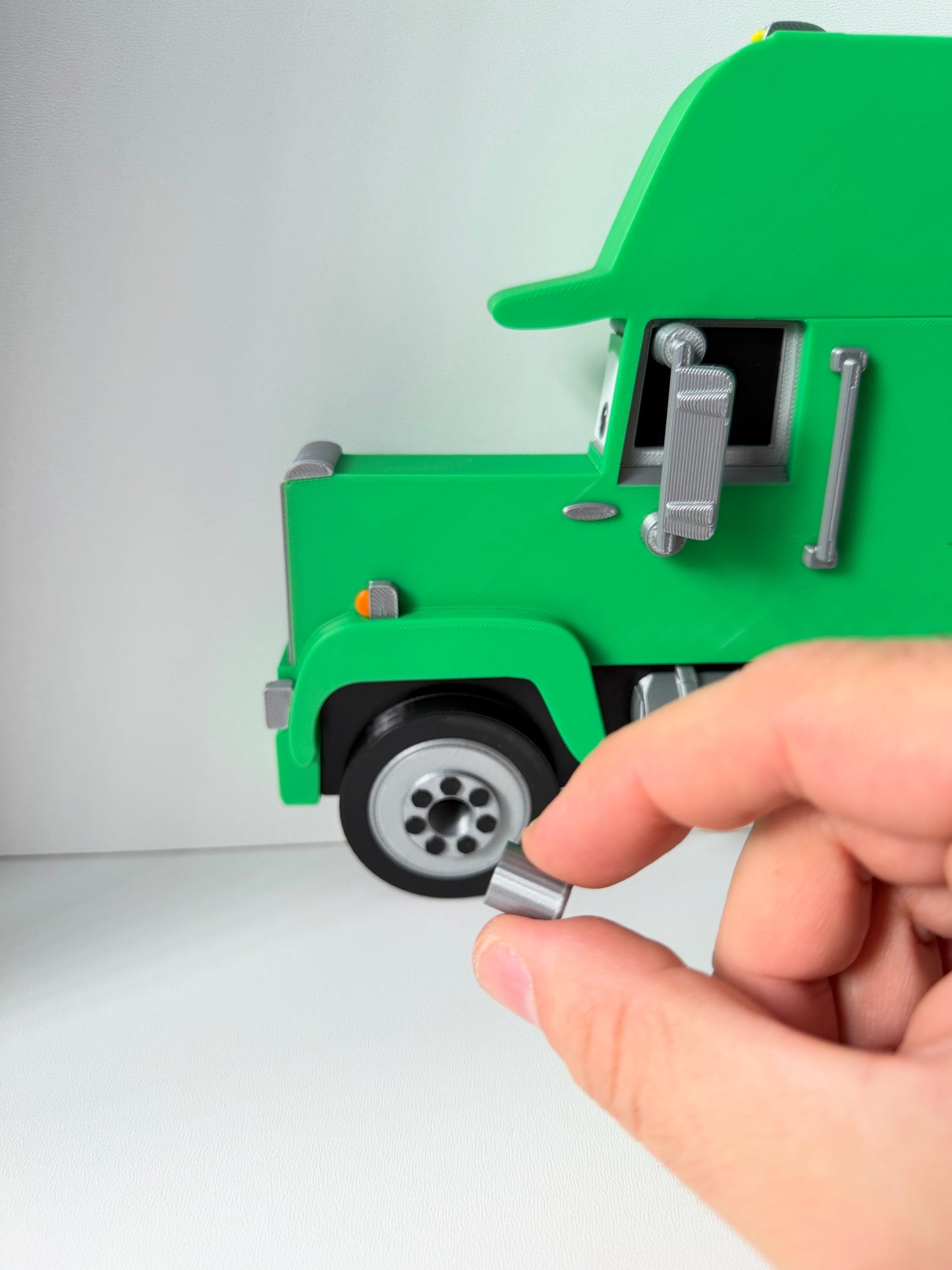 Green Truck Shaped Storage Shelf for Toy Cars, Holds 24-96 Cars, Realistic Truck Design, Wall Mounted Toy Cars Display