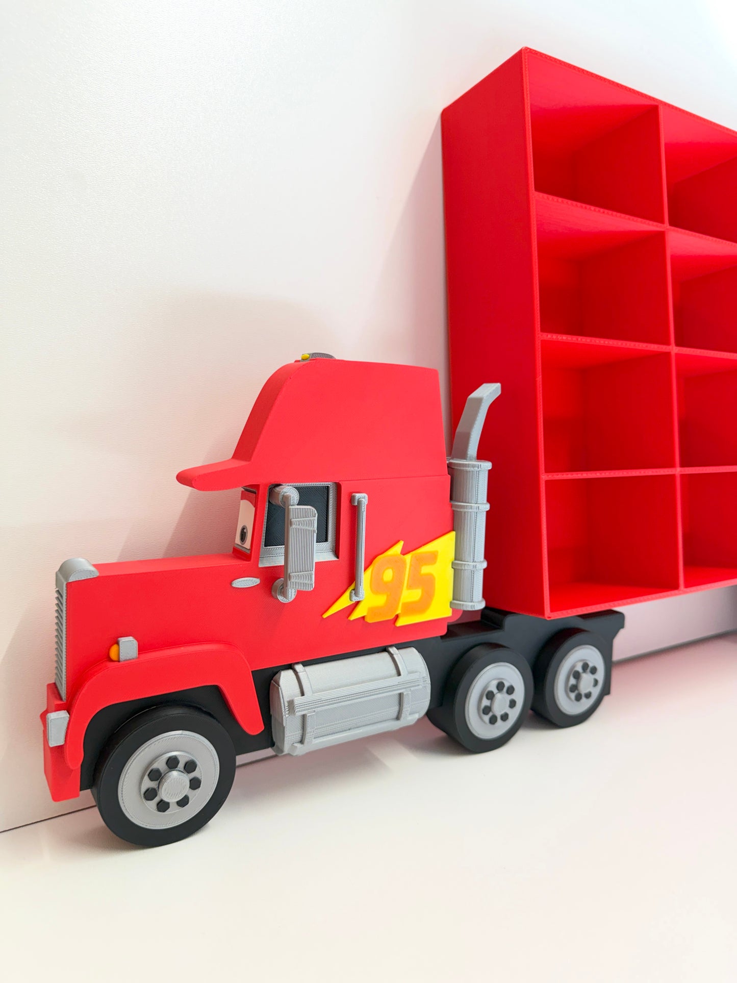 Toy Car Storage Shelf For Larger Cars/Trucks - Realistic Truck Design | Wall Mounted Toy Car Display