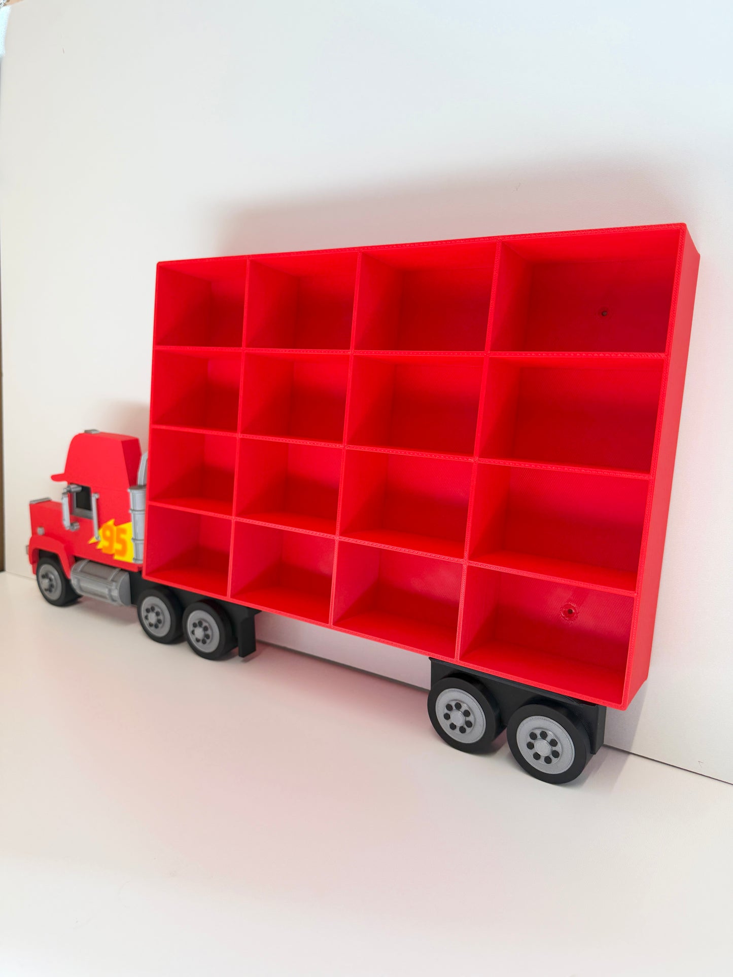 Toy Car Storage Shelf For Larger Cars/Trucks - Realistic Truck Design | Wall Mounted Toy Car Display