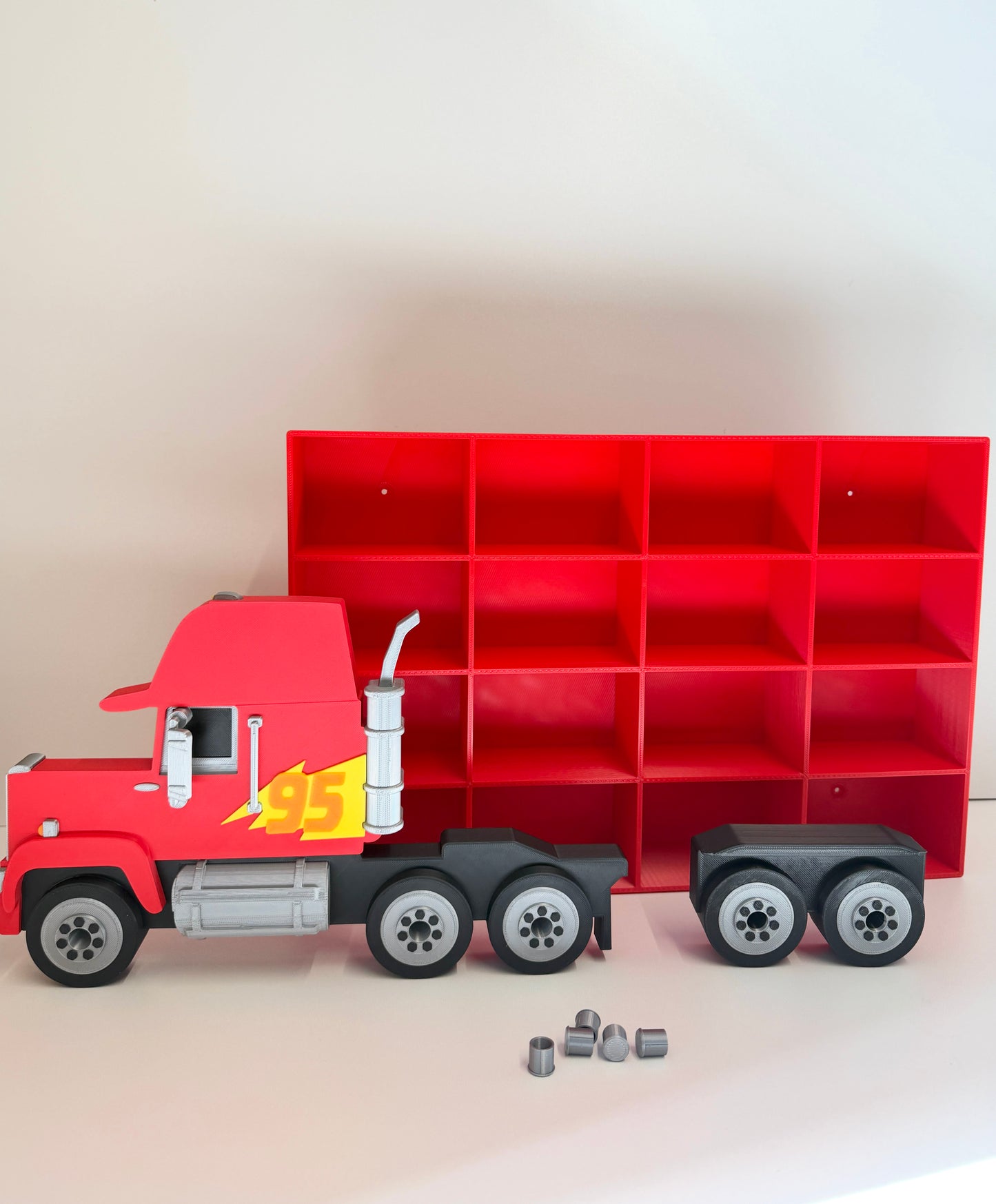 Toy Car Storage Shelf For Larger Cars/Trucks - Realistic Truck Design | Wall Mounted Toy Car Display