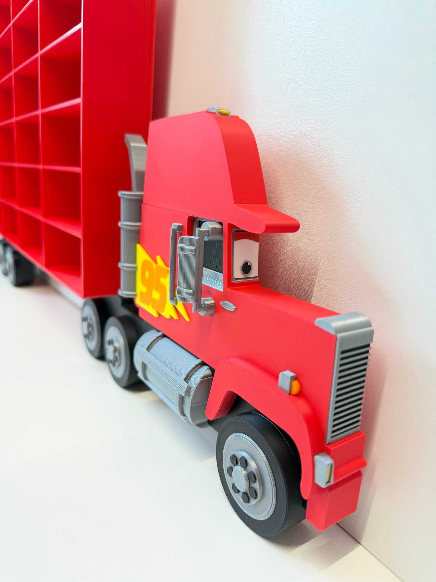 Truck Shaped Storage Shelf for Toy Cars, Holds 24-96 Cars, With Right Facing Realistic Truck Design, Wall Mounted Toy Cars Display