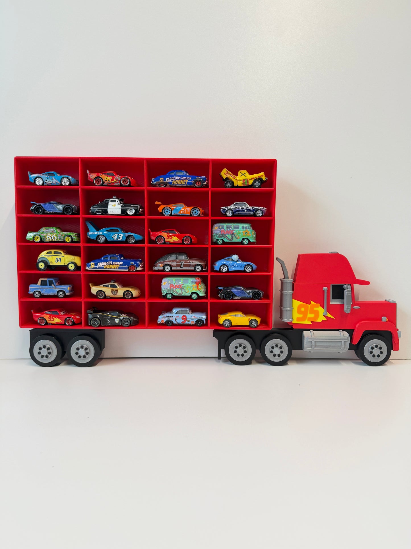 Truck Shaped Storage Shelf for Toy Cars, Holds 24-96 Cars, With Right Facing Realistic Truck Design, Wall Mounted Toy Cars Display
