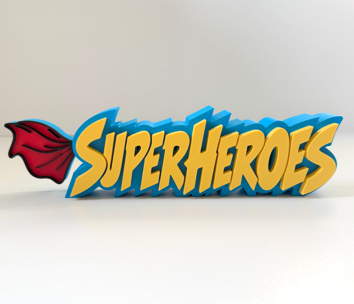 Superheroes Shelf Sign 29cm/11.5inch | Movie Collection Display | Film Room Decor