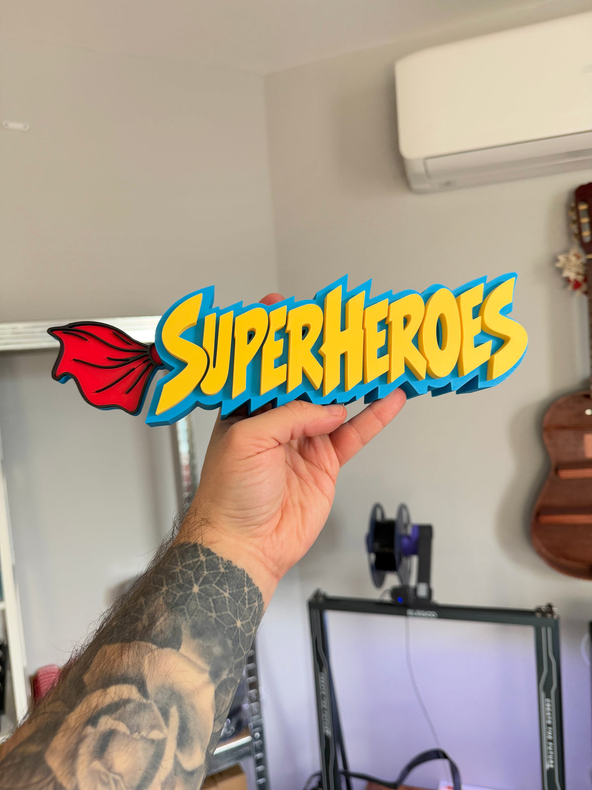 Superheroes Shelf Sign 29cm/11.5inch | Movie Collection Display | Film Room Decor