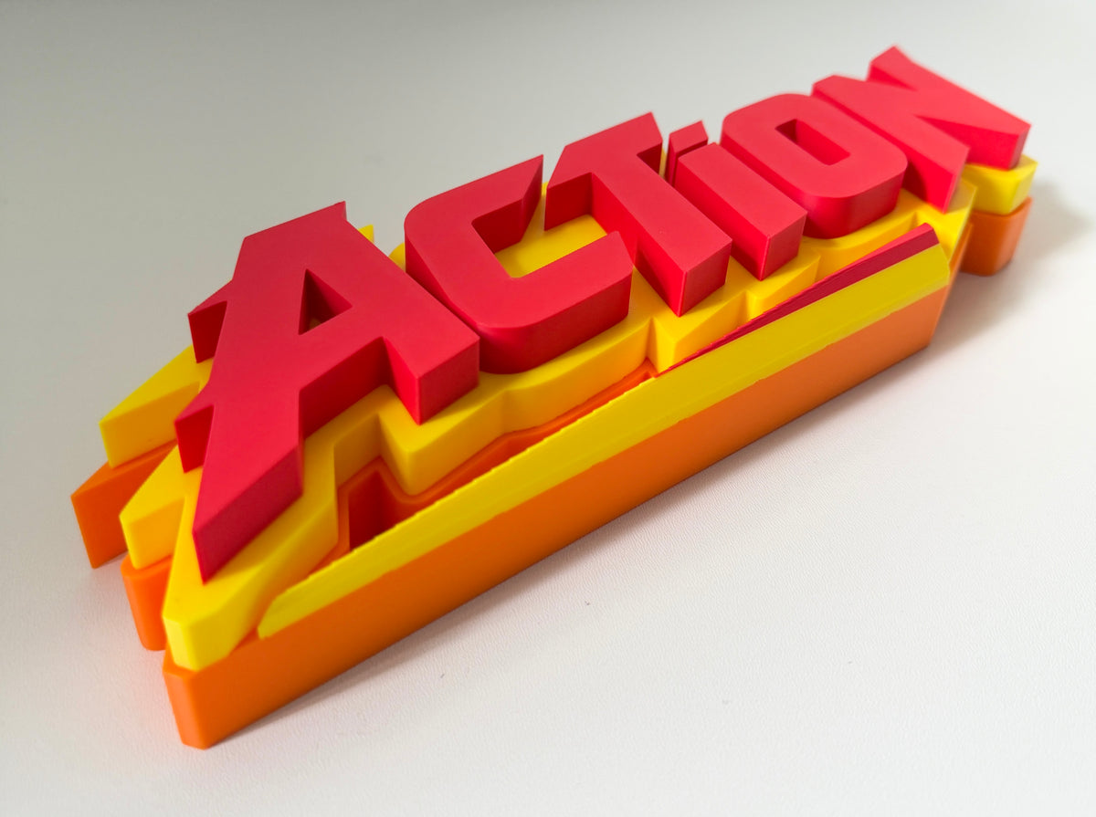 Action Shelf Sign 29cm/11.5inch | Movie Collection Display | Film Room Decor